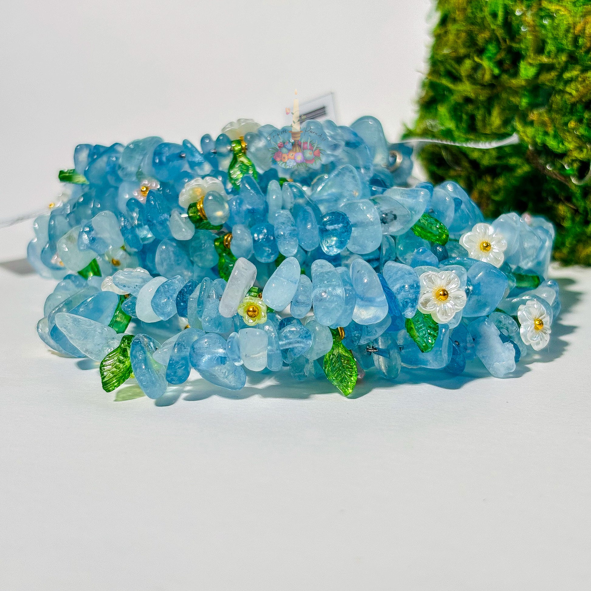 Aquamarine Flower Fairy Artisan Bracelet: Peace & Clarity