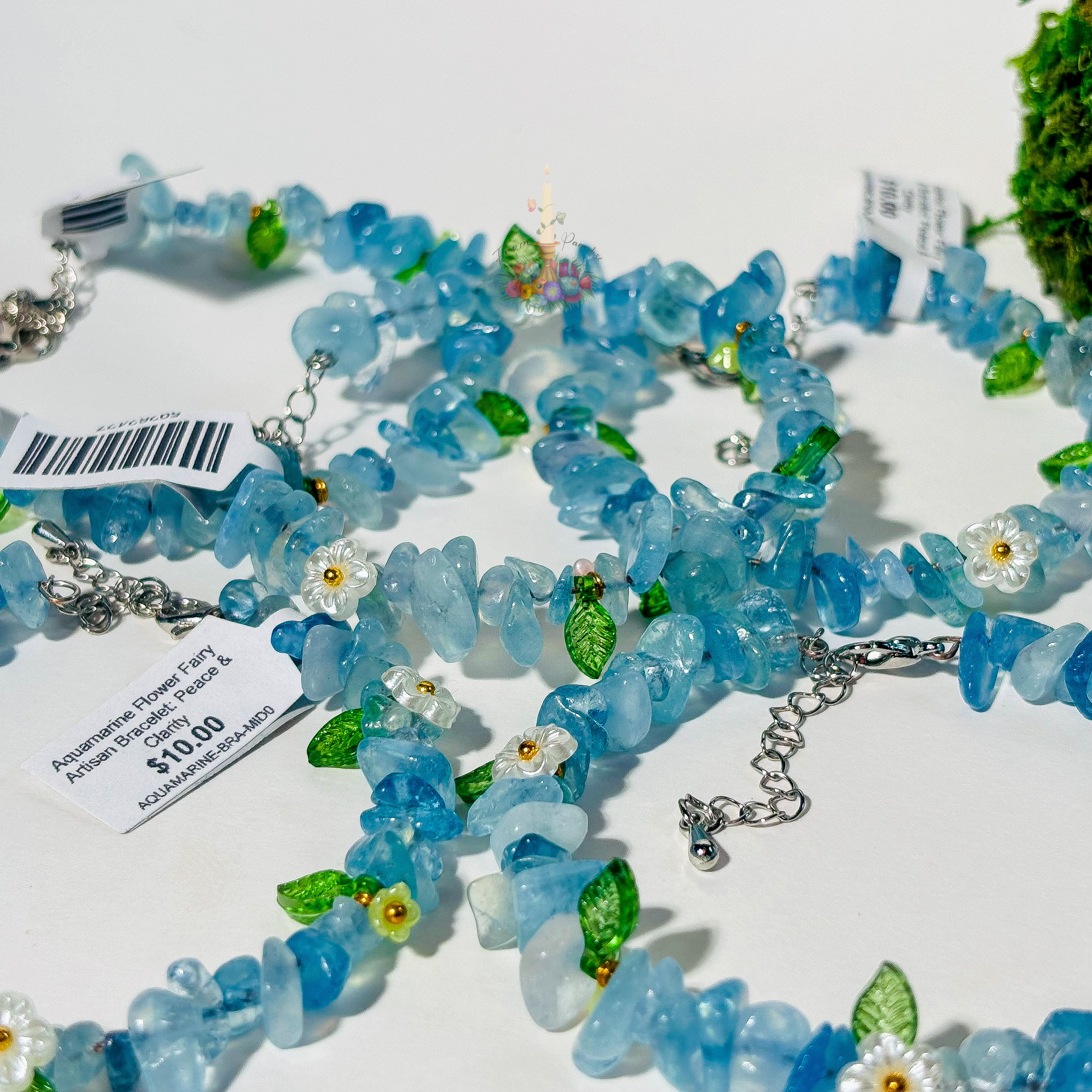 Aquamarine Flower Fairy Artisan Bracelet: Courage & Communication
