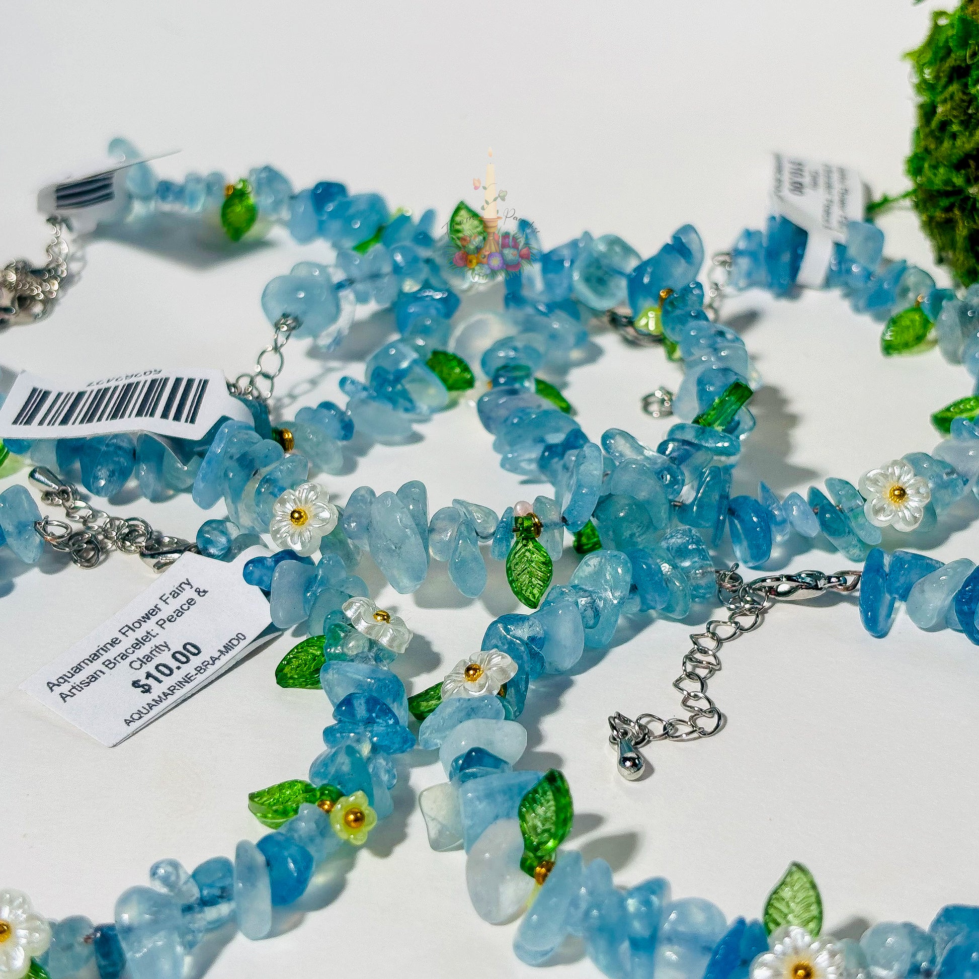 Aquamarine Flower Fairy Artisan Bracelet: Peace & Clarity