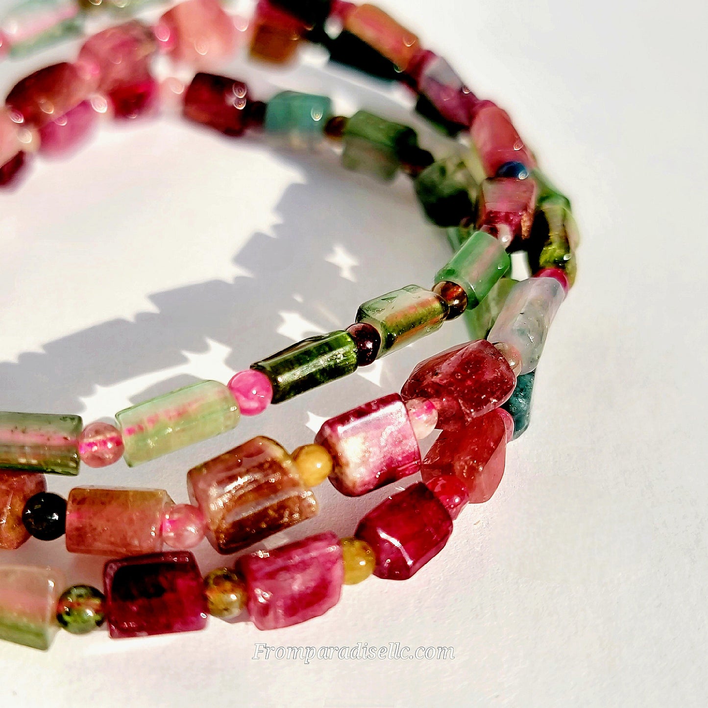 Watermelon Tourmaline Cube Bracelet