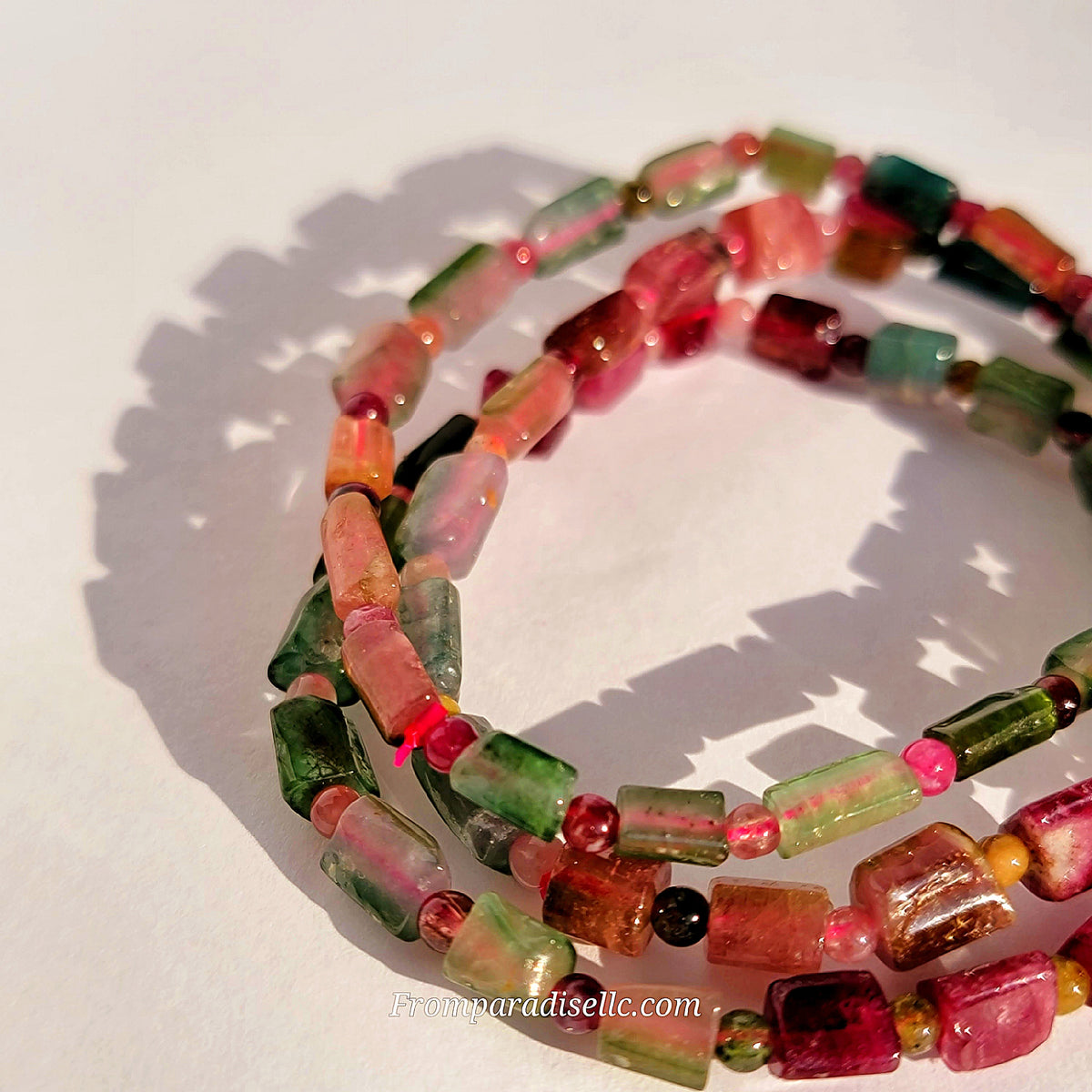 Watermelon Tourmaline Cube Bracelet