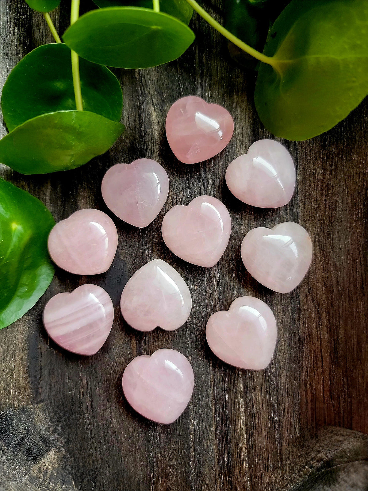 Pink Rose Quartz Puffy Heart Crystal Carving