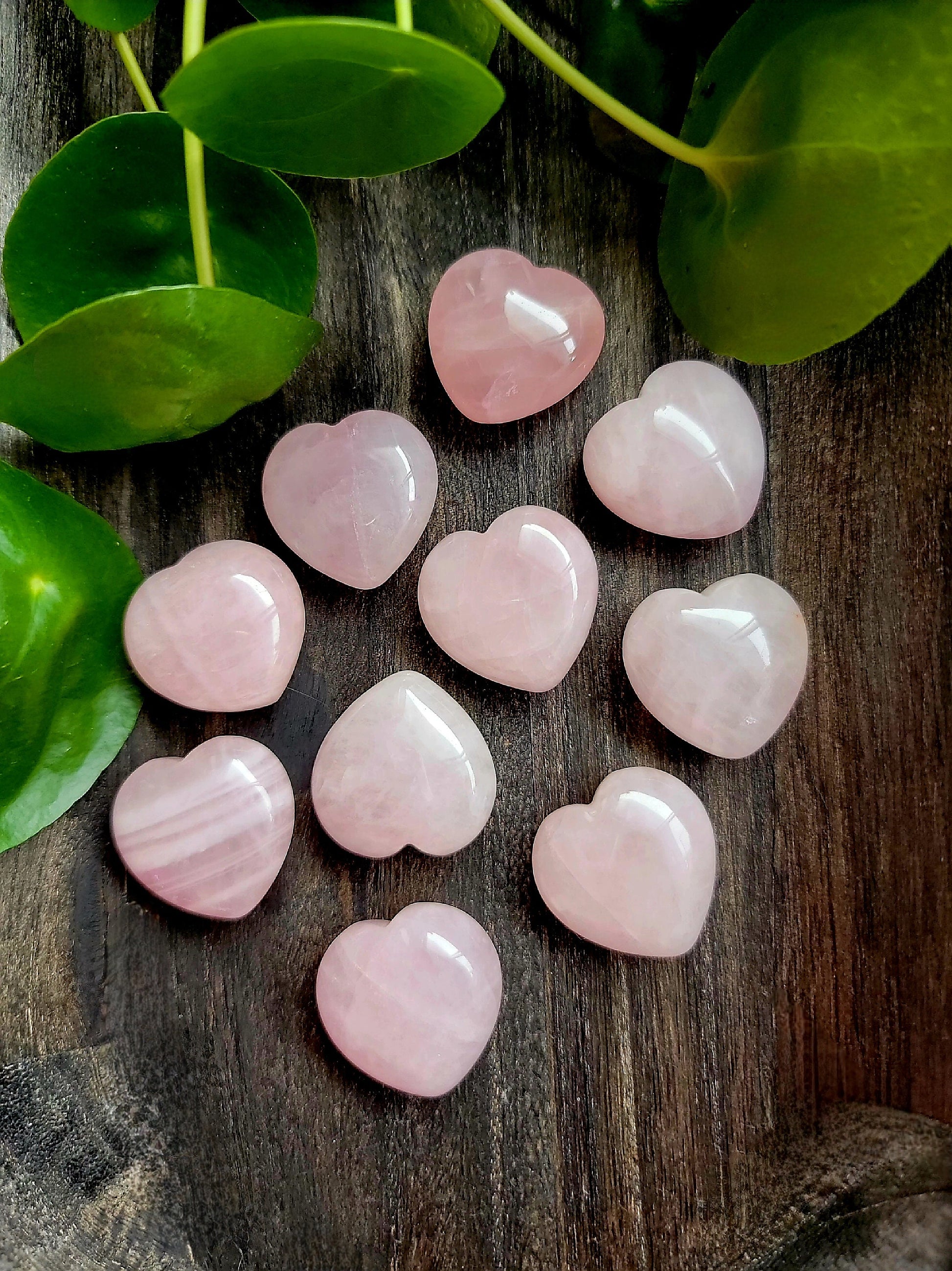 Pink Rose Quartz Puffy Heart Crystal Carving