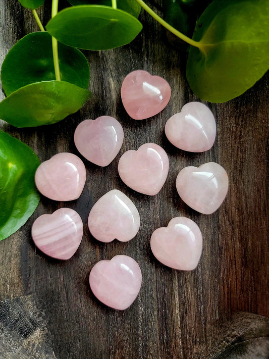 Pink Rose Quartz Puffy Heart Crystal Carving