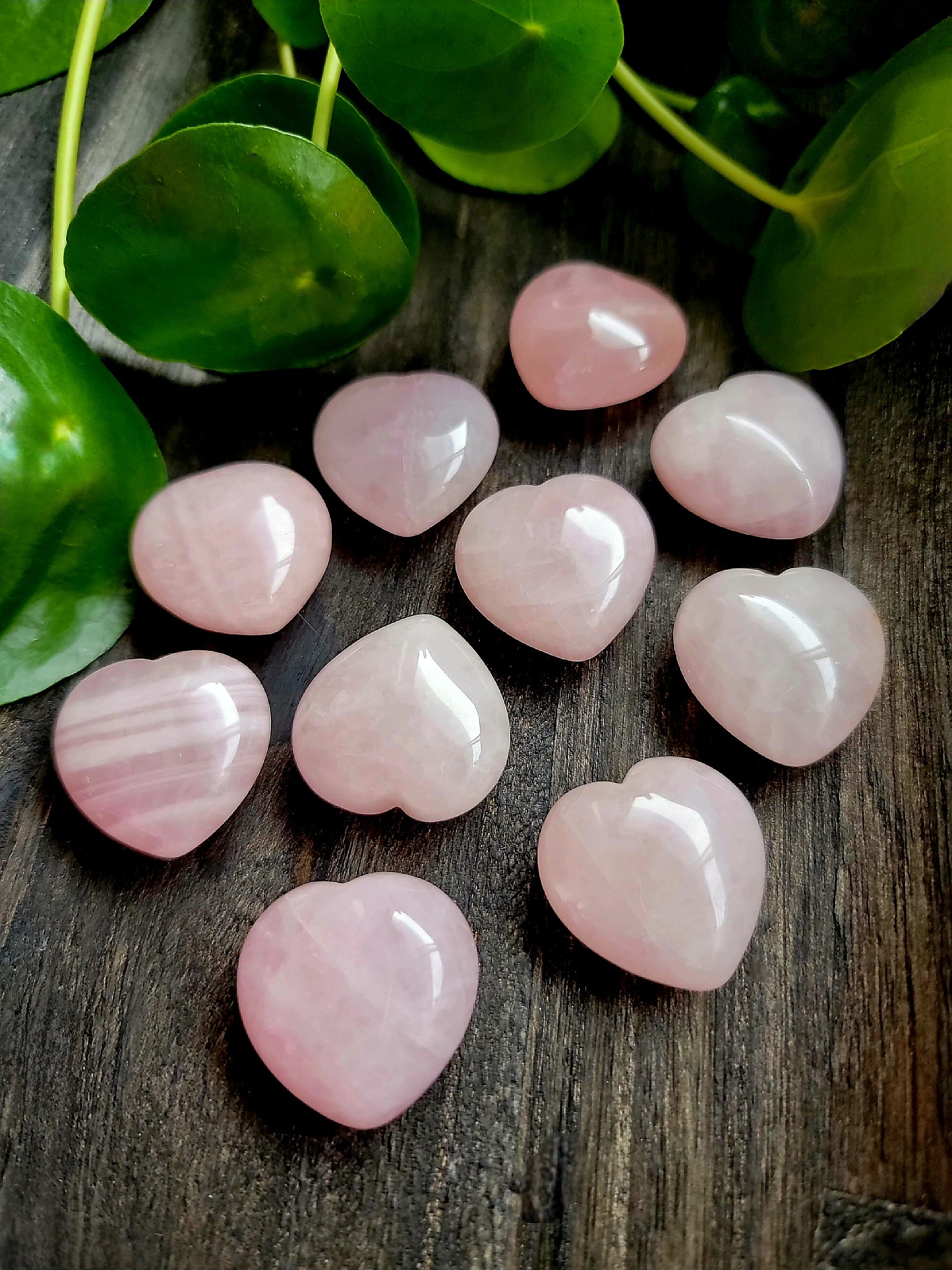Pink Rose Quartz Puffy Heart Crystal Carving