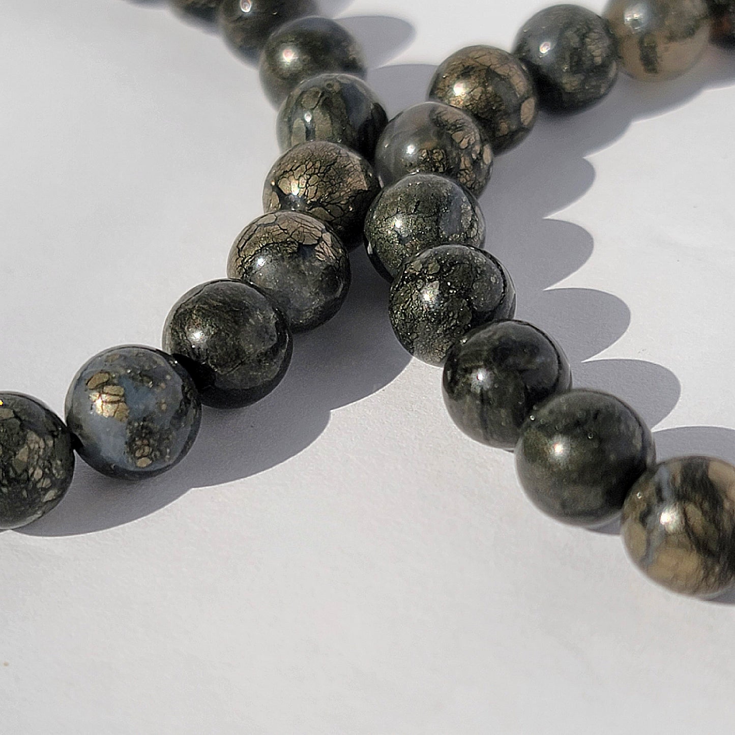 Rare Marcasite 8mm Gemstone Bracelet, Pyrite in Agate Crystal Bracelet, Spiritual Energy Jewelry, Genuine Nipomo Marcasite, Healer’s Gold