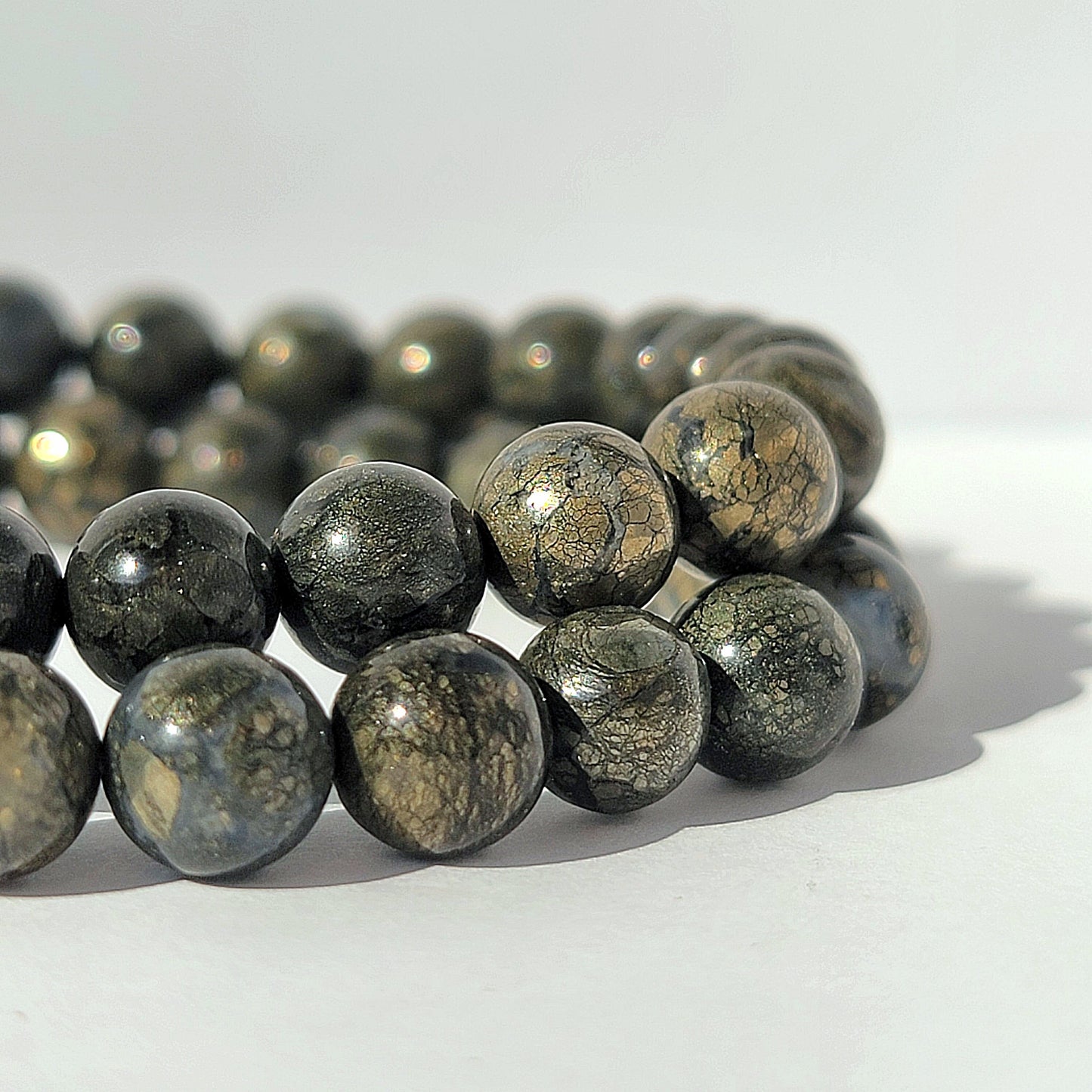 Rare Marcasite 8mm Gemstone Bracelet, Pyrite in Agate Crystal Bracelet, Spiritual Energy Jewelry, Genuine Nipomo Marcasite, Healer’s Gold