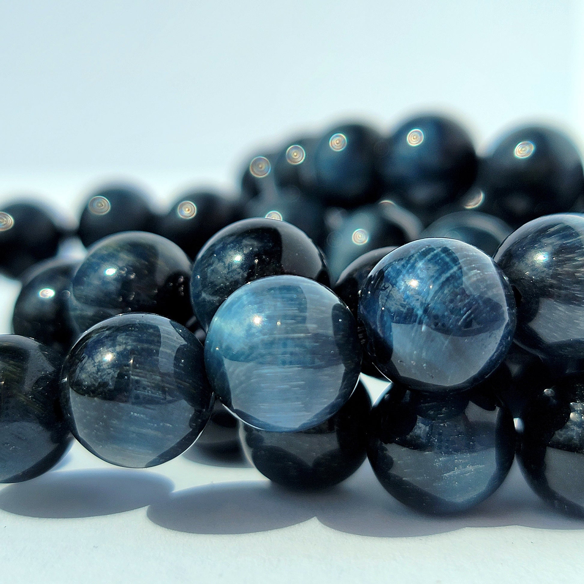 Blue Tigers Eye Crystal Mens Bracelet