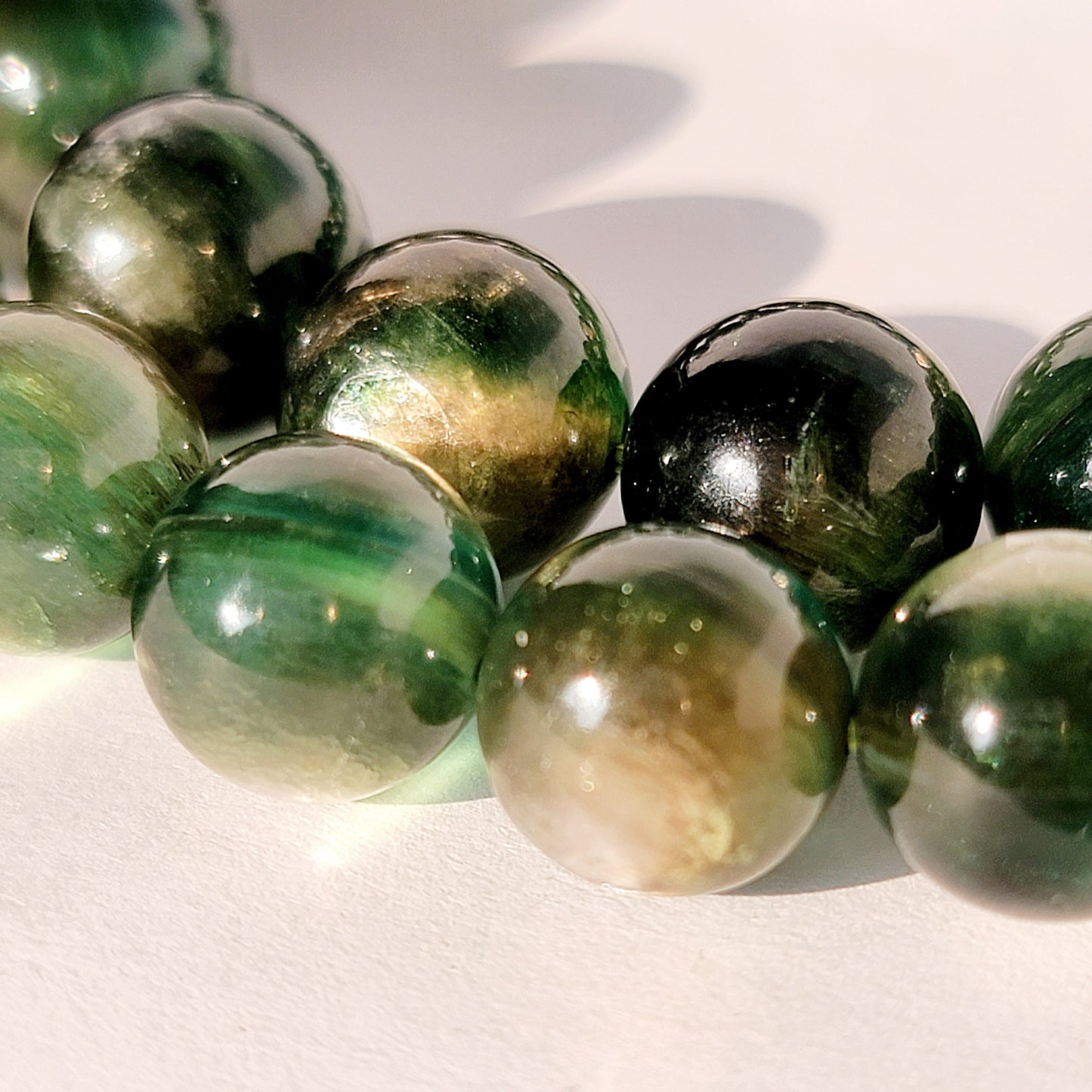 Green Lepidolite Crystal Bead Stretch Bracelet, Gem Lepidolite, Green Mica