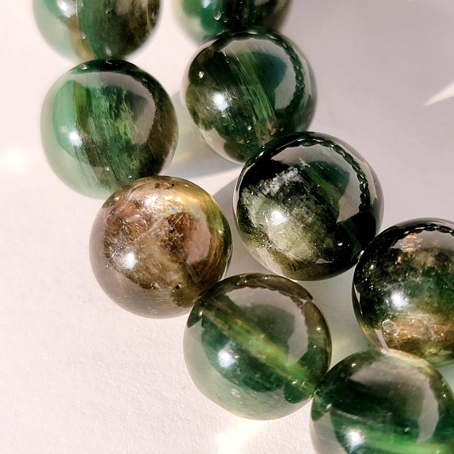 Green Lepidolite Crystal Bead Stretch Bracelet, Gem Lepidolite, Green Mica
