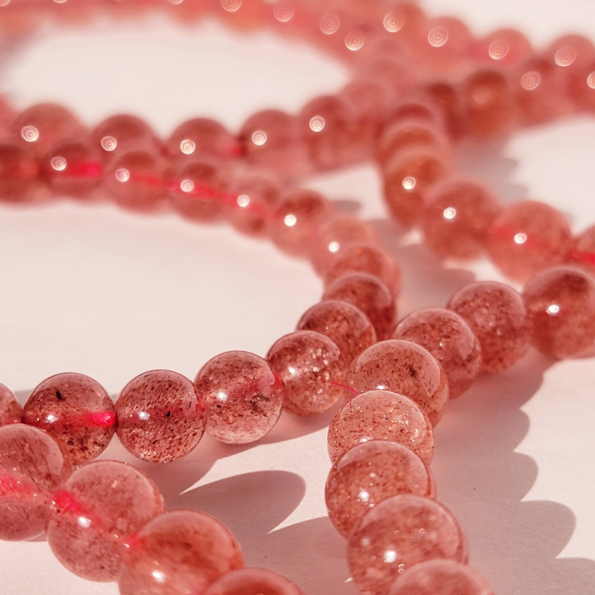 Pink Strawberry Quartz Crystal Bracelet