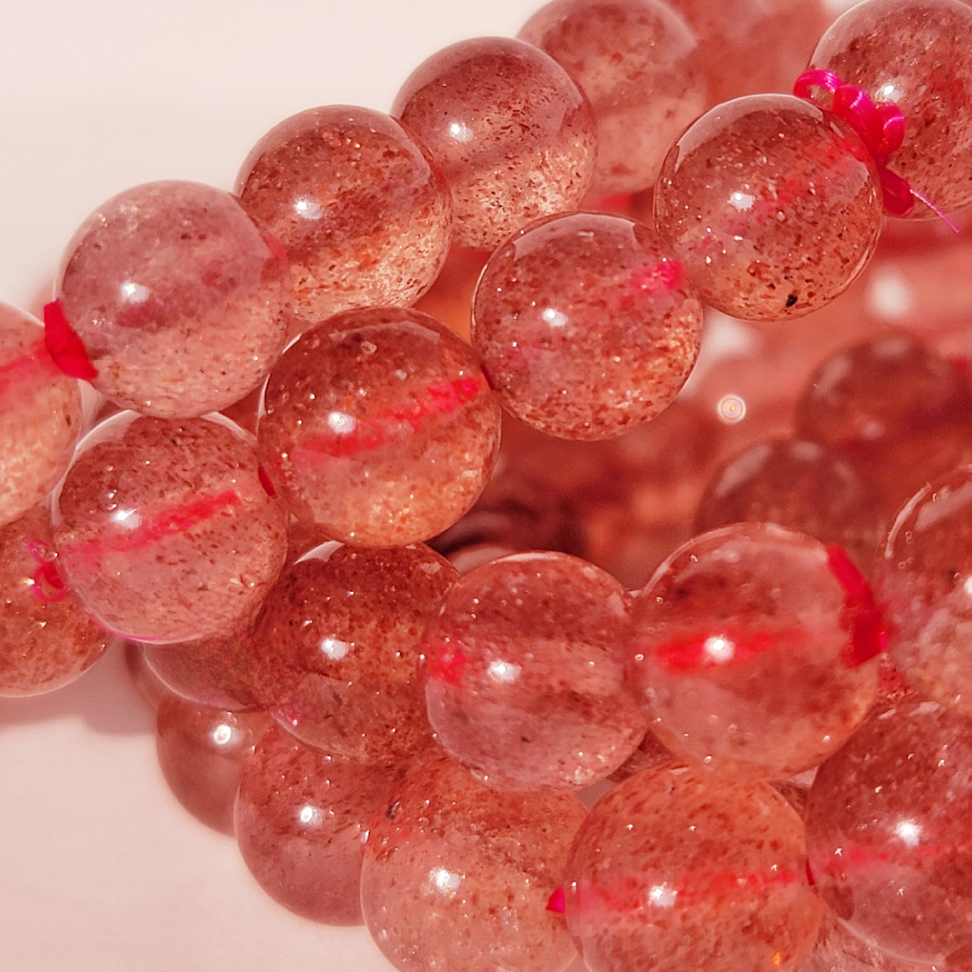 Pink Strawberry Quartz Crystal Bracelet