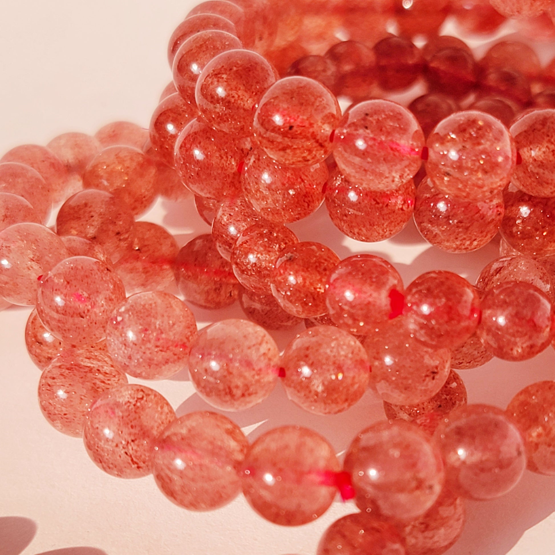 Pink Strawberry Quartz Crystal Bracelet
