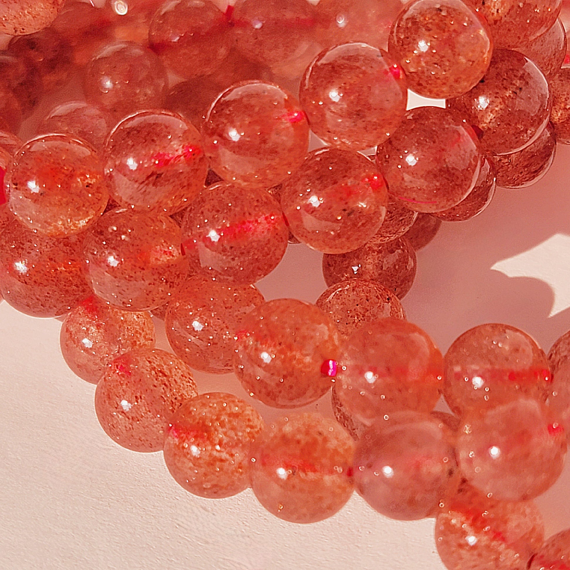 Pink Strawberry Quartz Crystal Bracelet