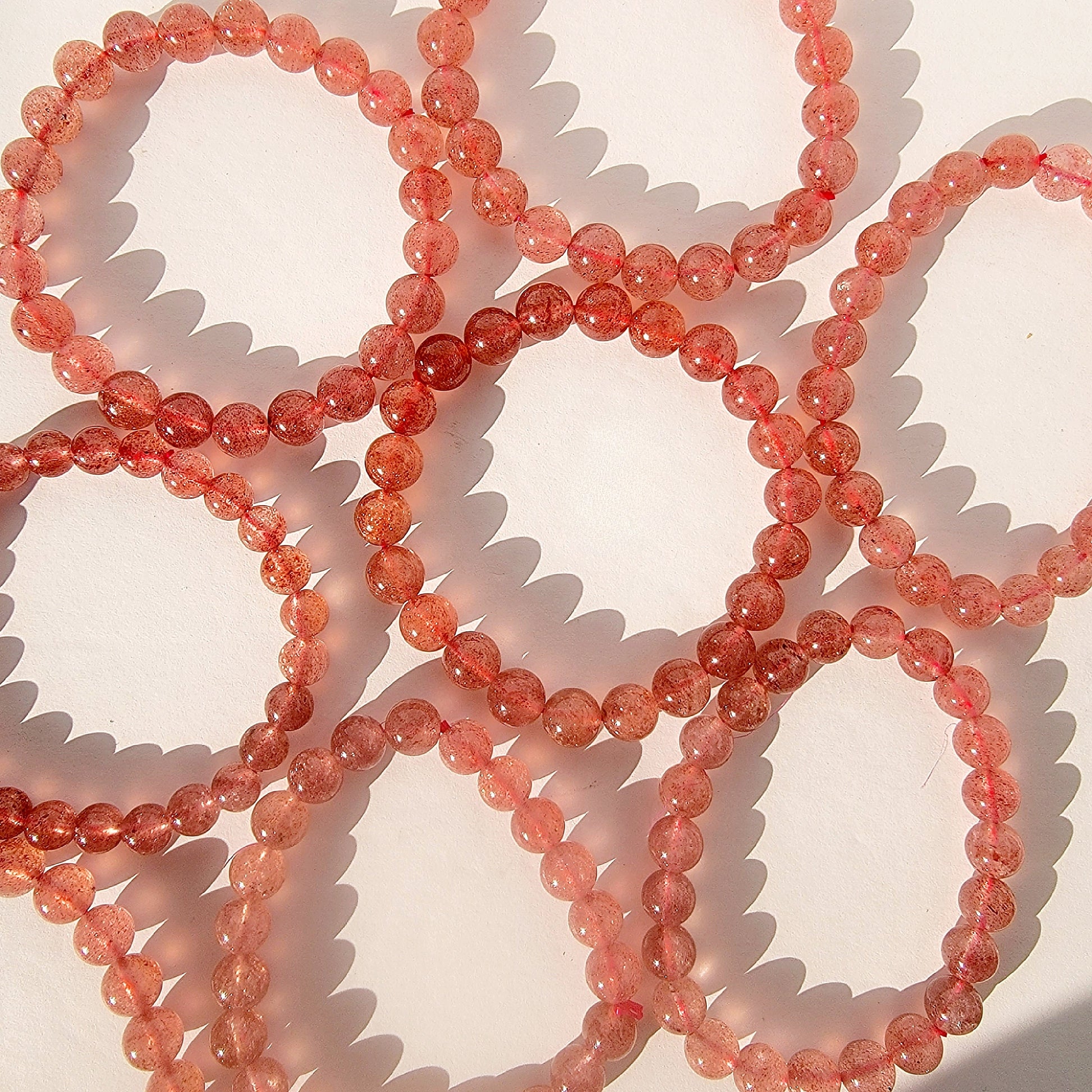 Pink Strawberry Quartz Crystal Bracelet
