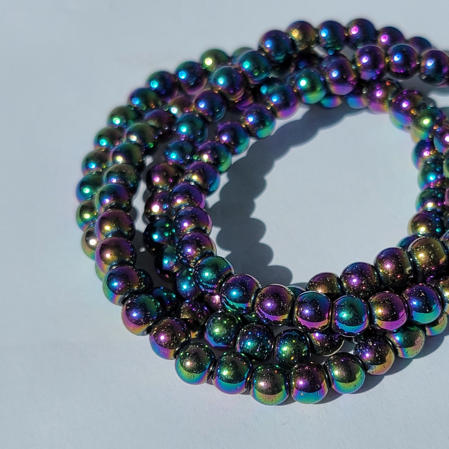 rainbow aura colorful hematite bracelet
