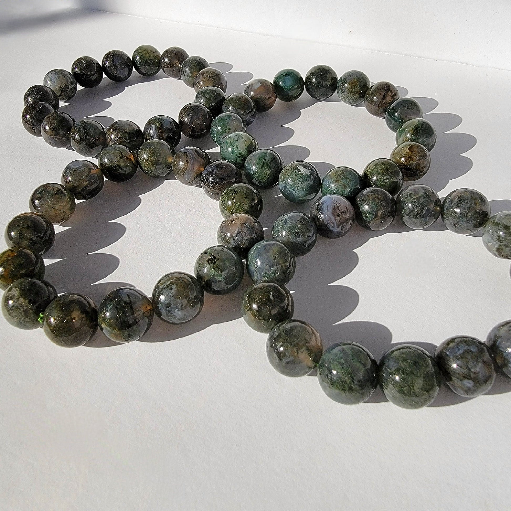 moss agate beaded bracelet