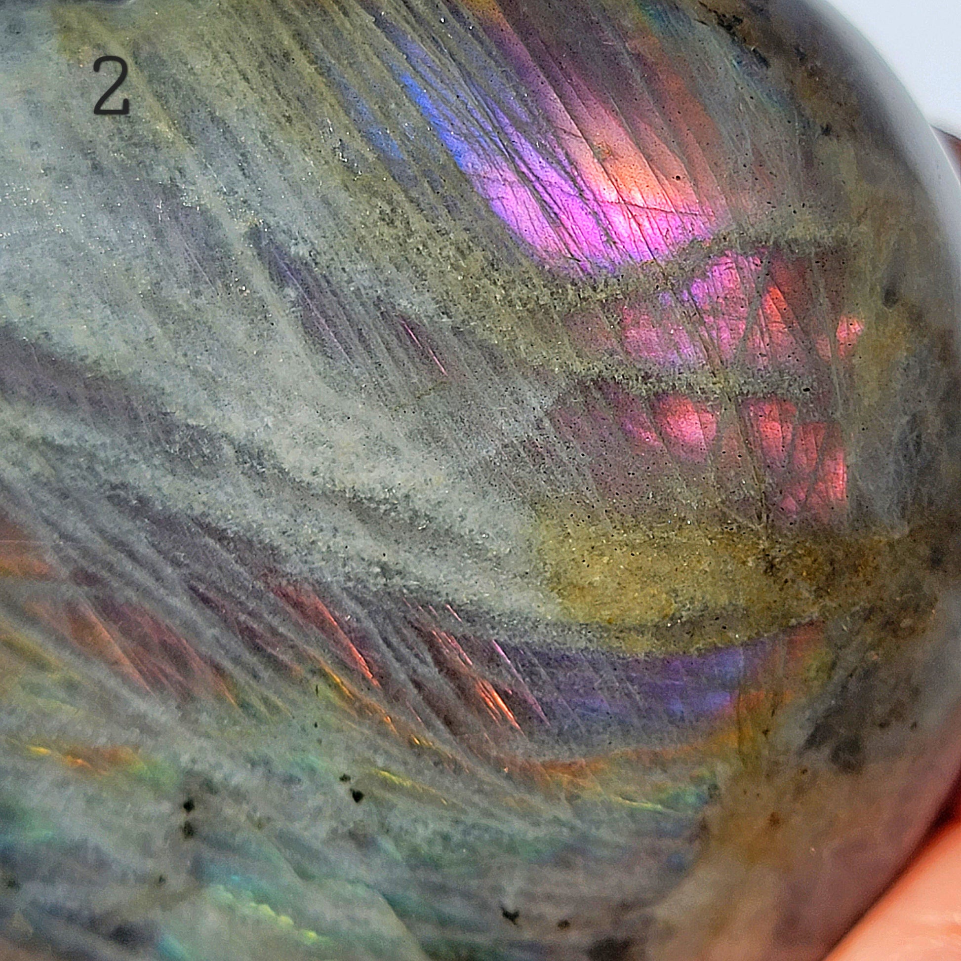 Pink and Purple Labradorite Crystal Heart carving