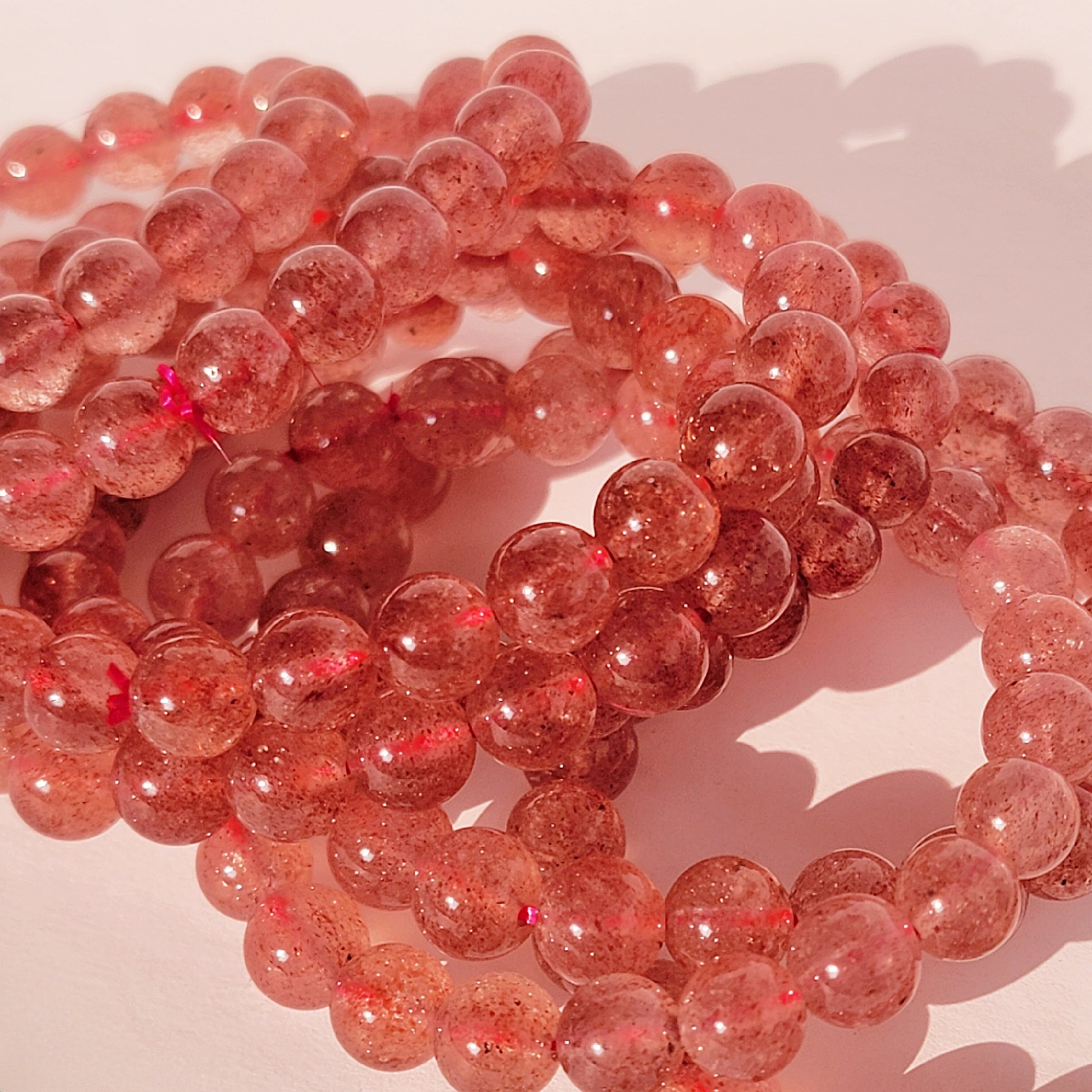 Pink Strawberry Quartz Crystal Bracelet