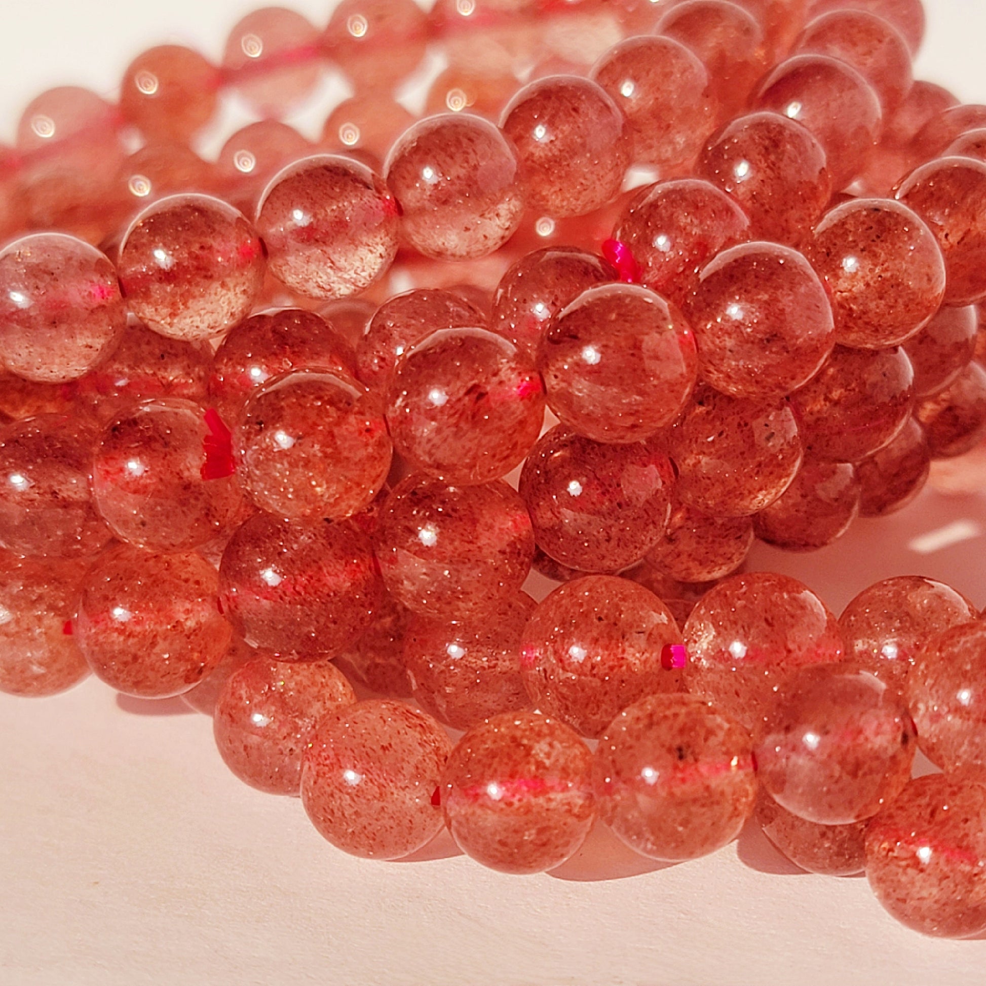 Pink Strawberry Quartz Crystal Bracelet