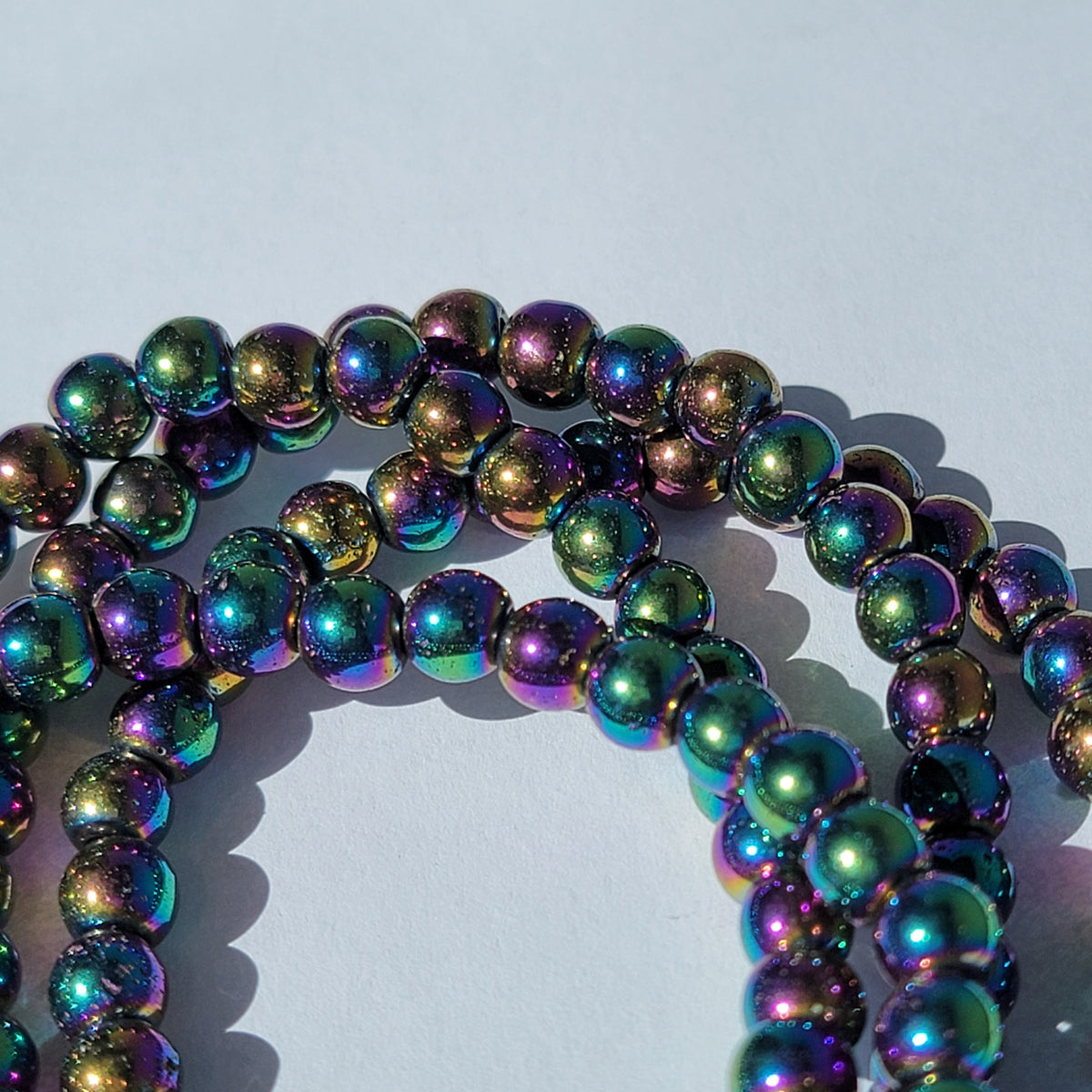 rainbow aura hematite gemstone bracelet