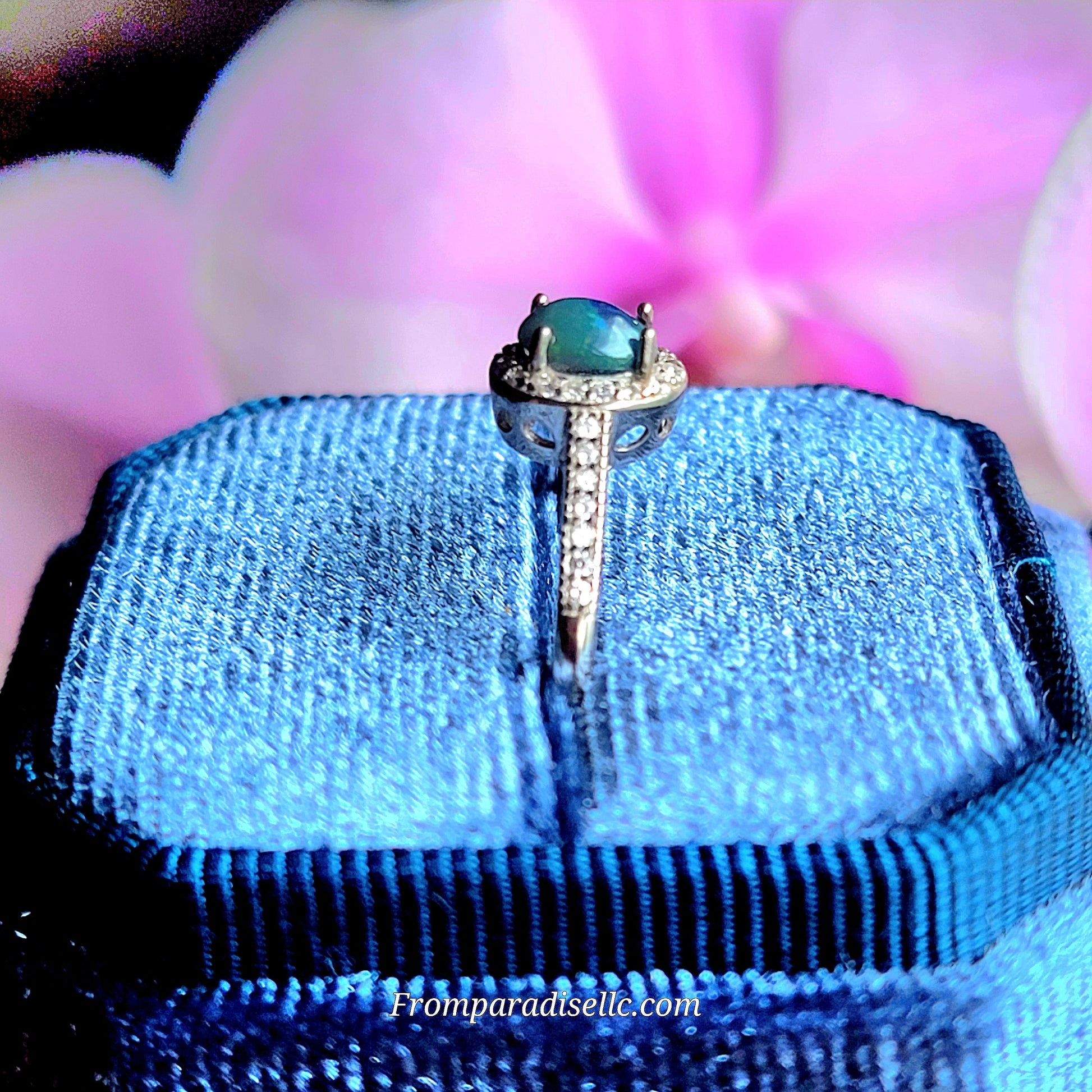 Opal Sterling Silver Women Gemstone Ring Adjustable