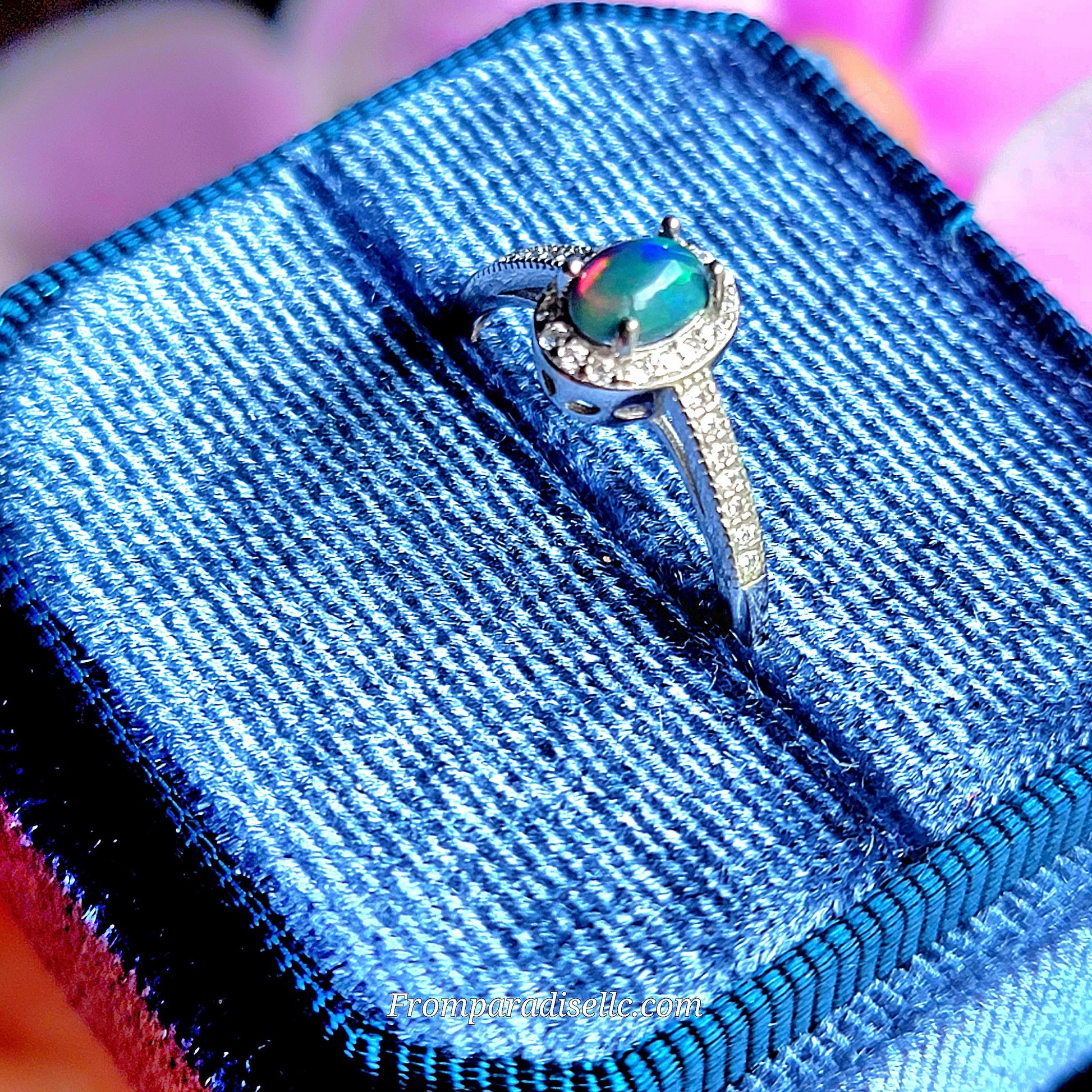 Opal Sterling Silver Women Gemstone Ring Adjustable