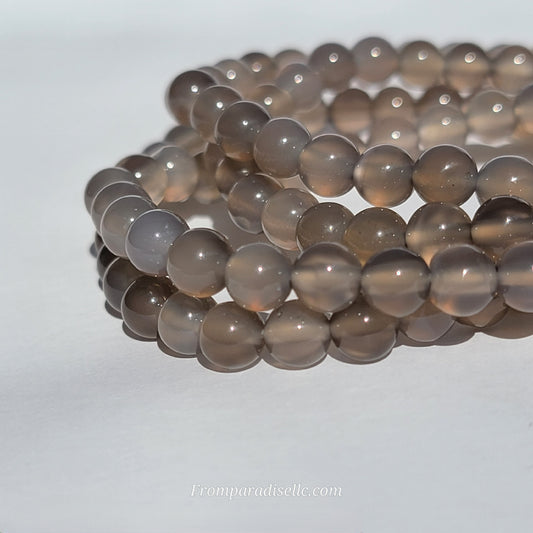 Agate Bracelet Grey Agate Crystal Bracelet Handmade Agate Jewelry Grey Agate Gemstone Bracelet