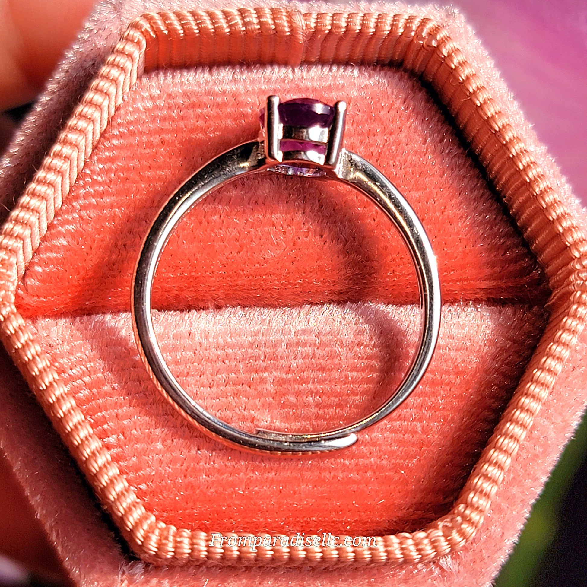 Amethyst Sterling Silver Women&#39;s Gemstone Ring Adjustable