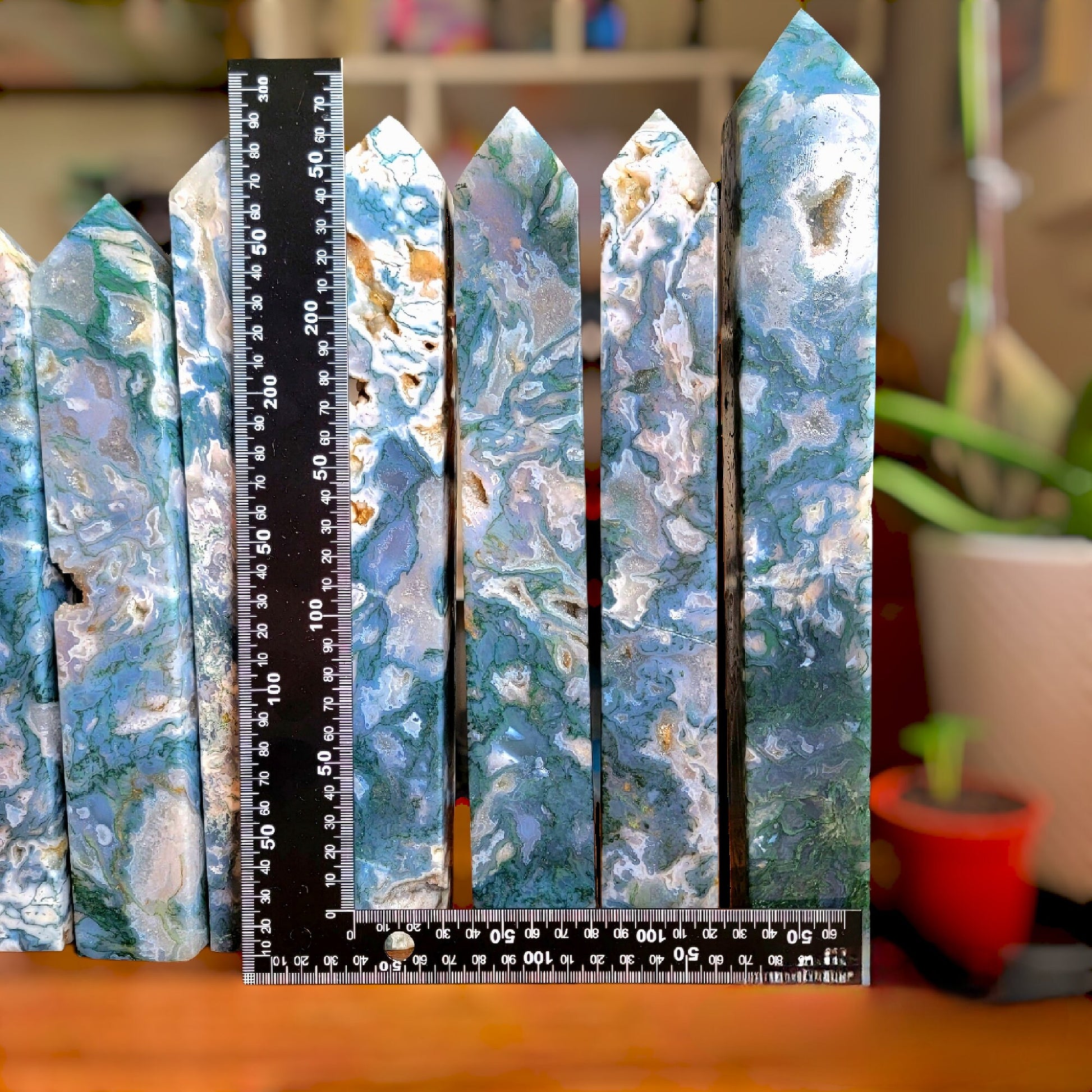 Moss Agate Crystal Tower