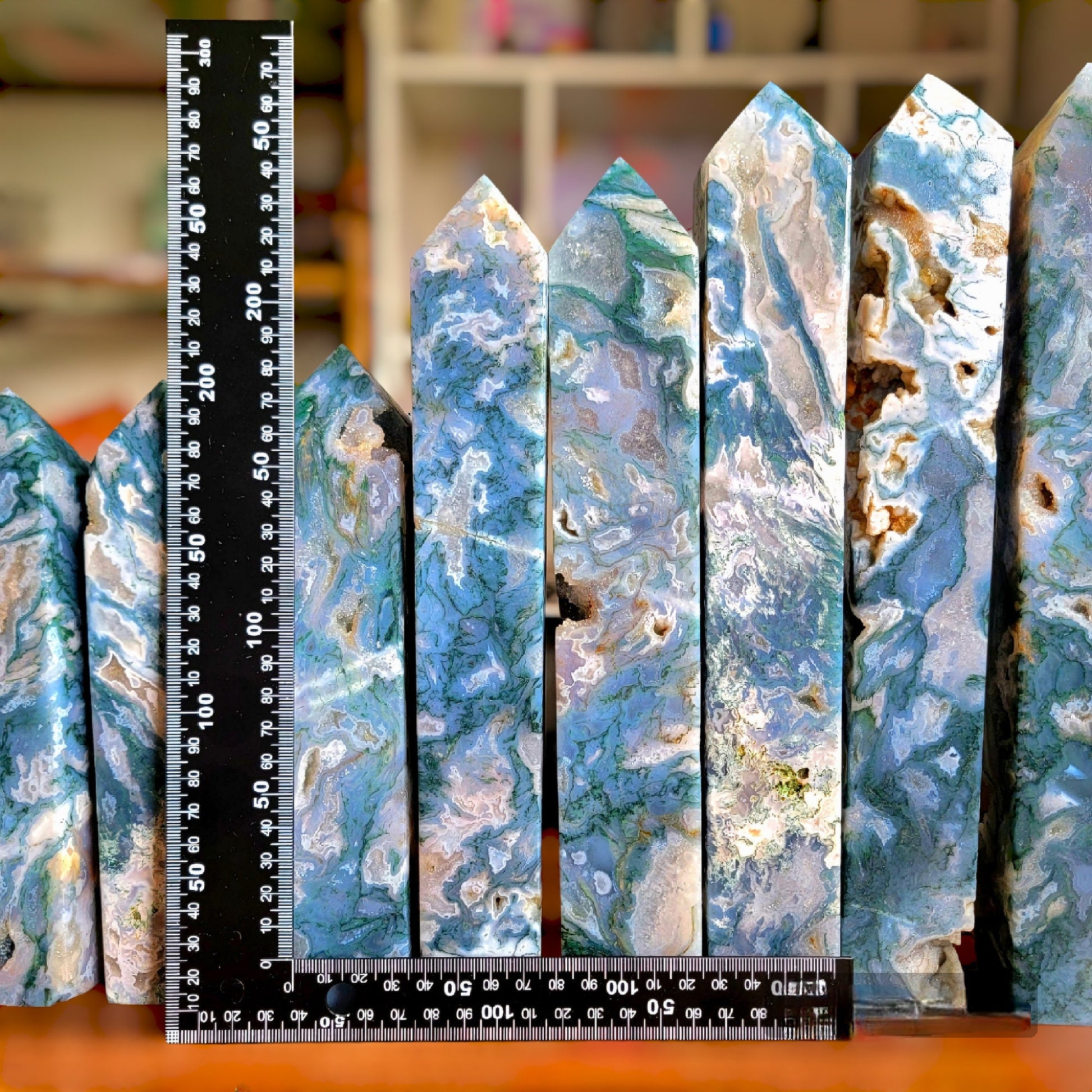 Large Sugar Druzy Moss Agate Crystal Tower