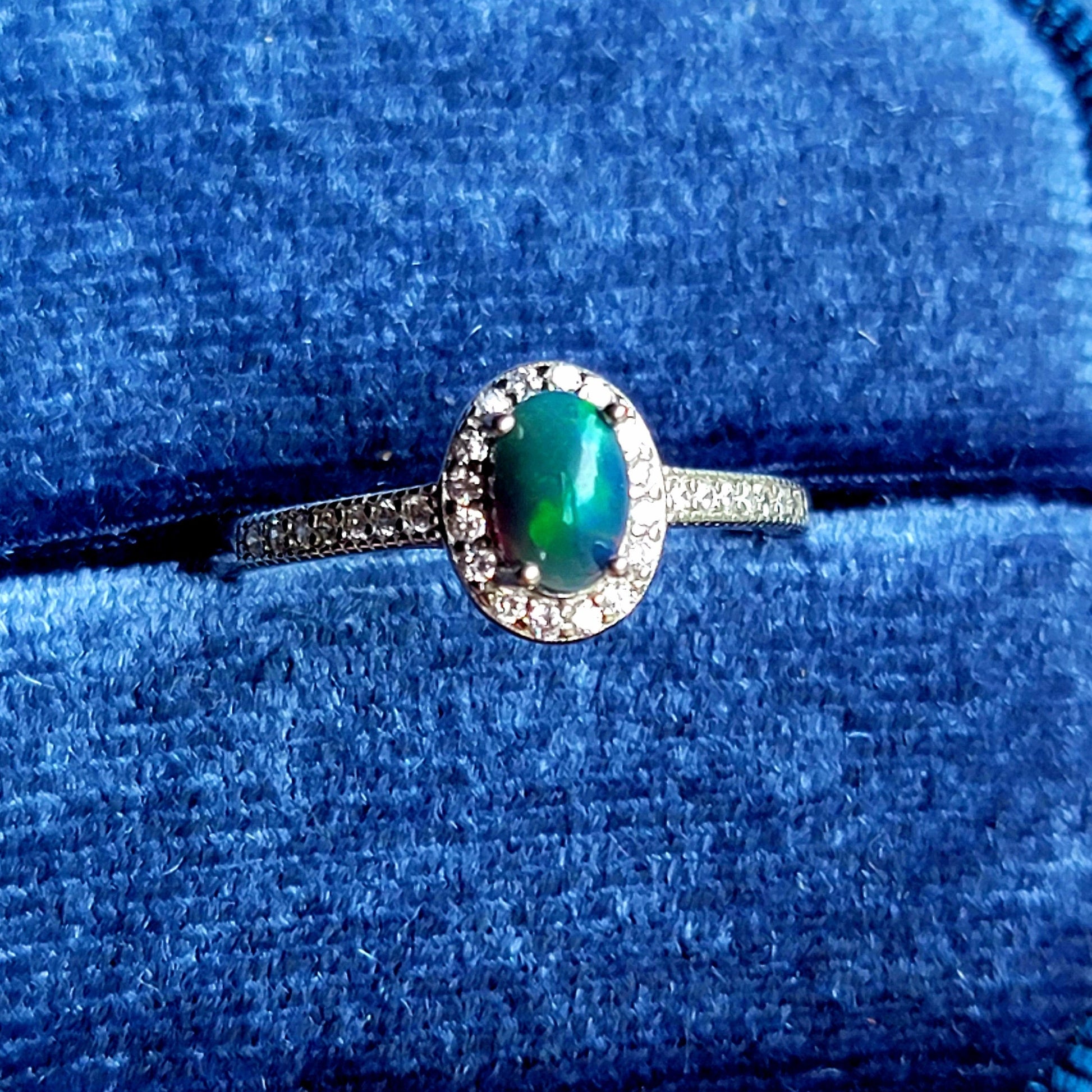 Opal Sterling Silver Women Gemstone Ring Adjustable