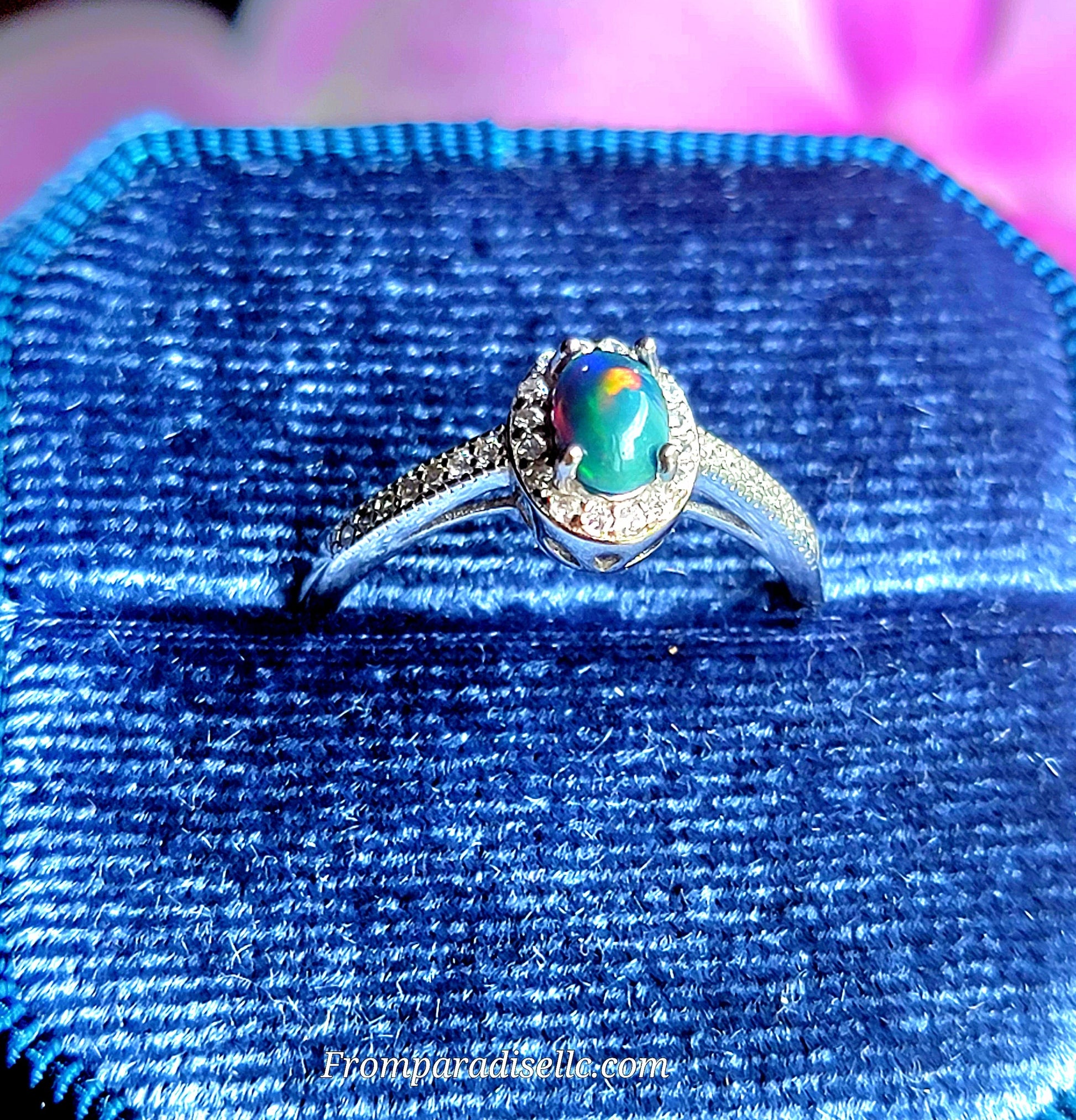 Opal Sterling Silver Women Gemstone Ring Adjustable