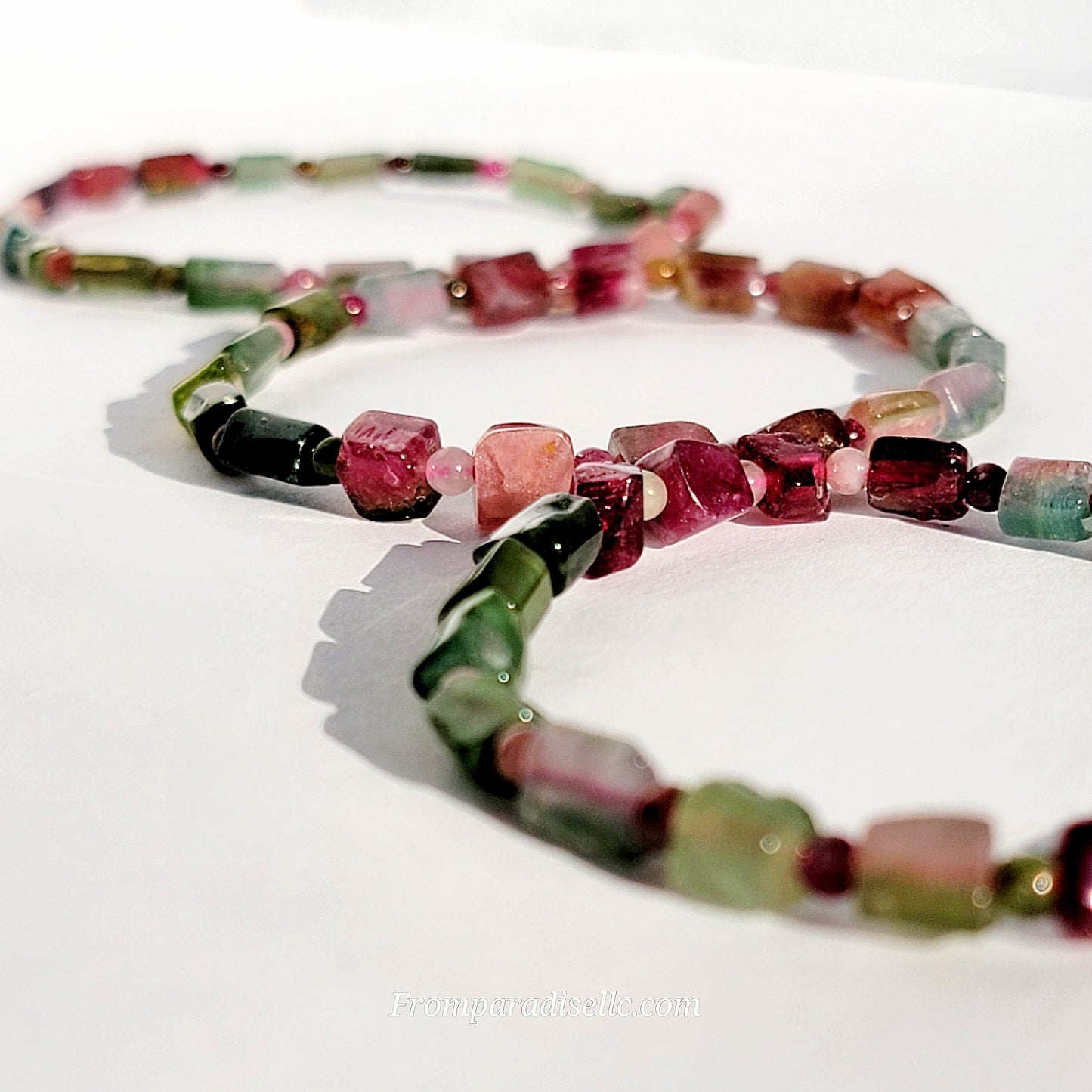 Watermelon Tourmaline Cube Bracelet