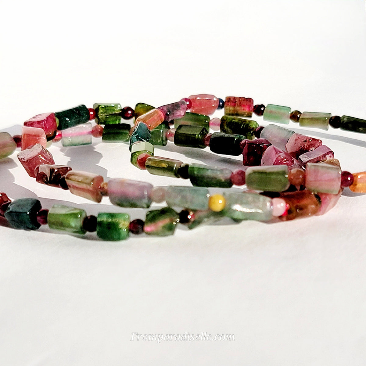 Watermelon Tourmaline Cube Bracelet