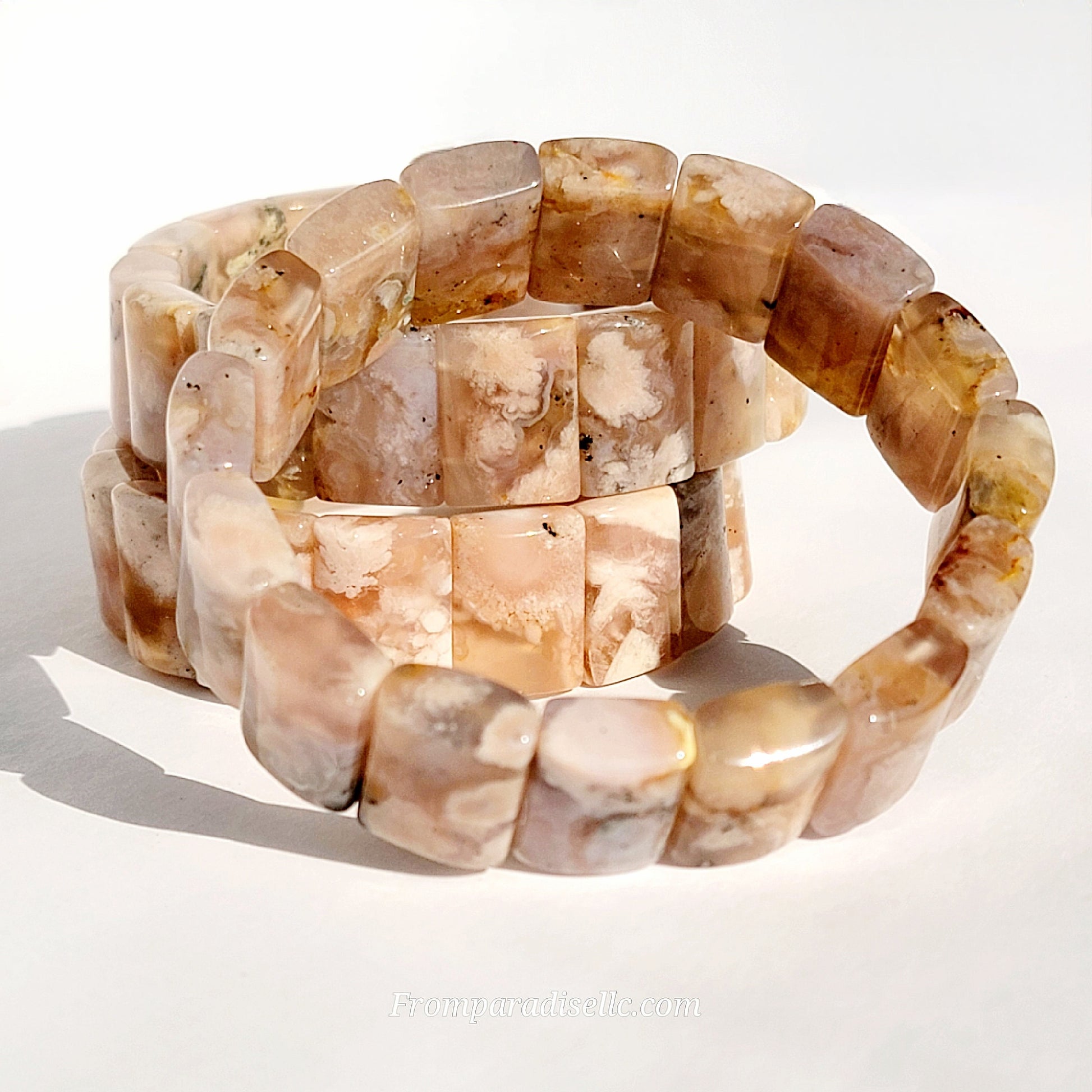 Flower Agate Bangle Flower Agate Bangle Bracelet Flower Agate Handmade Jewelry Flower Agate Crystal Bangle Flower Agate Stretch Bracelet