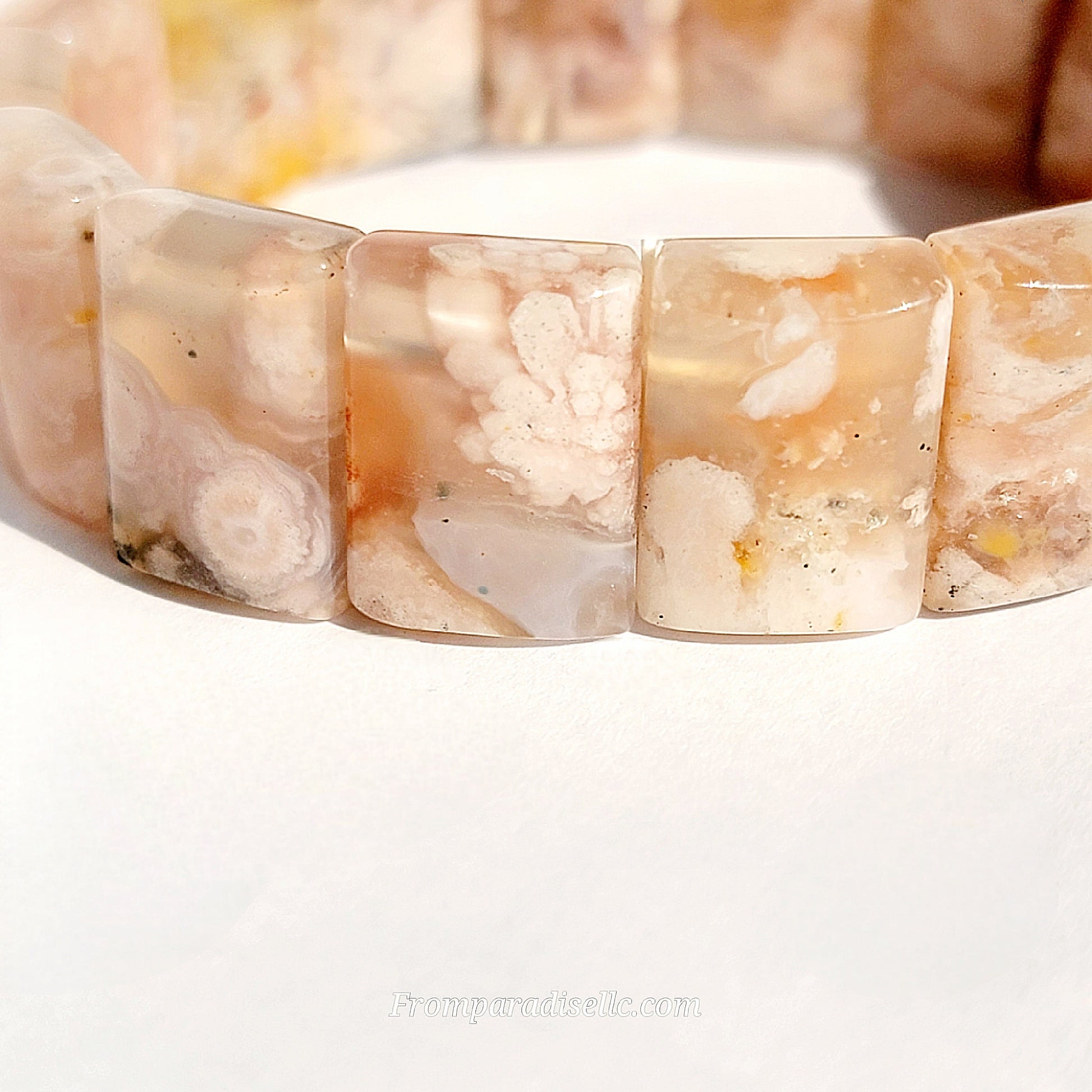 Flower Agate Bangle Flower Agate Bangle Bracelet Flower Agate Handmade Jewelry Flower Agate Crystal Bangle Flower Agate Stretch Bracelet