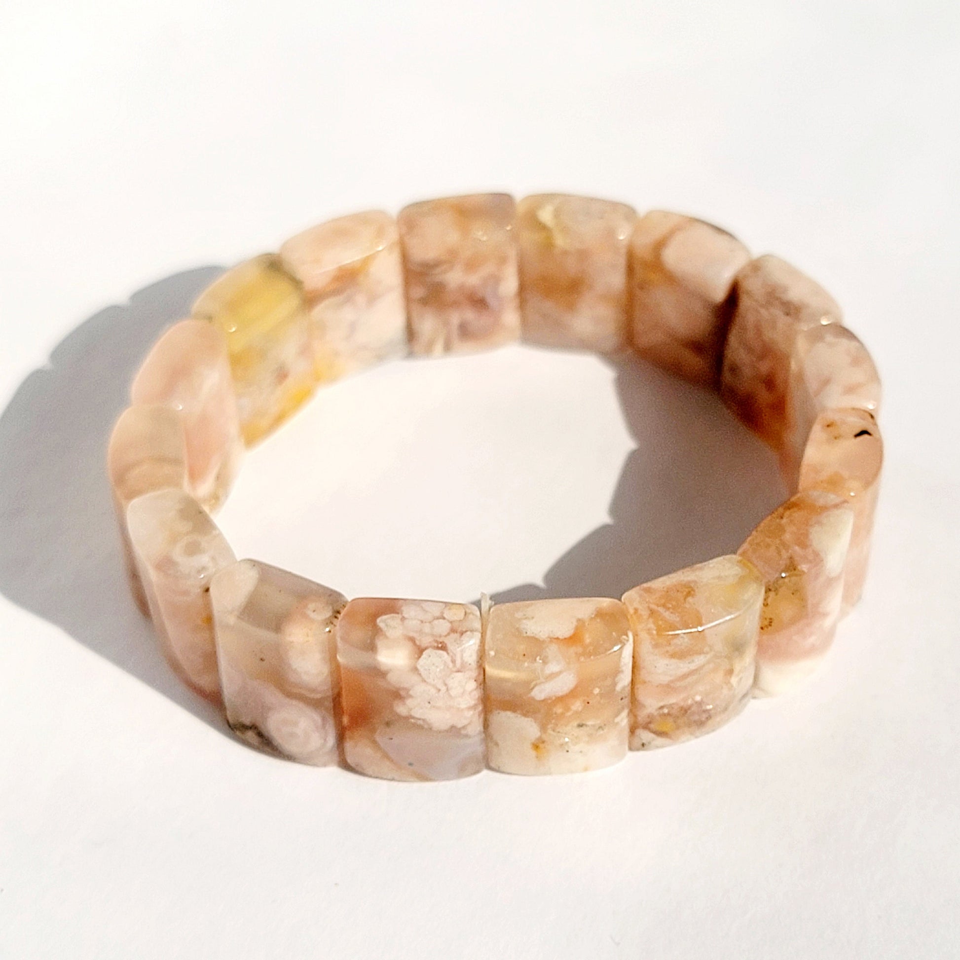 Flower Agate Bangle Flower Agate Bangle Bracelet Flower Agate Handmade Jewelry Flower Agate Crystal Bangle Flower Agate Stretch Bracelet