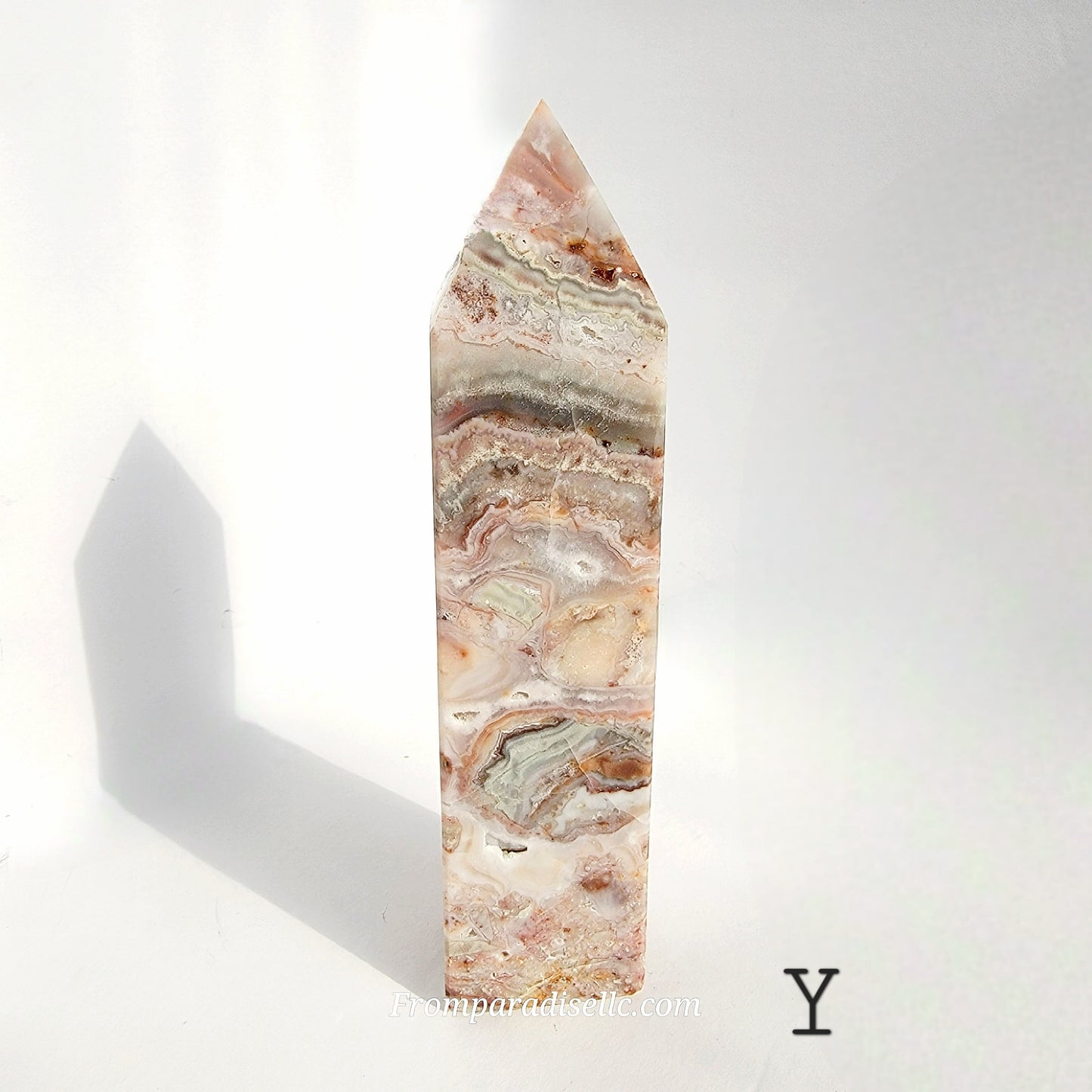 Pink Crazy Lace Agate Crystal Tower