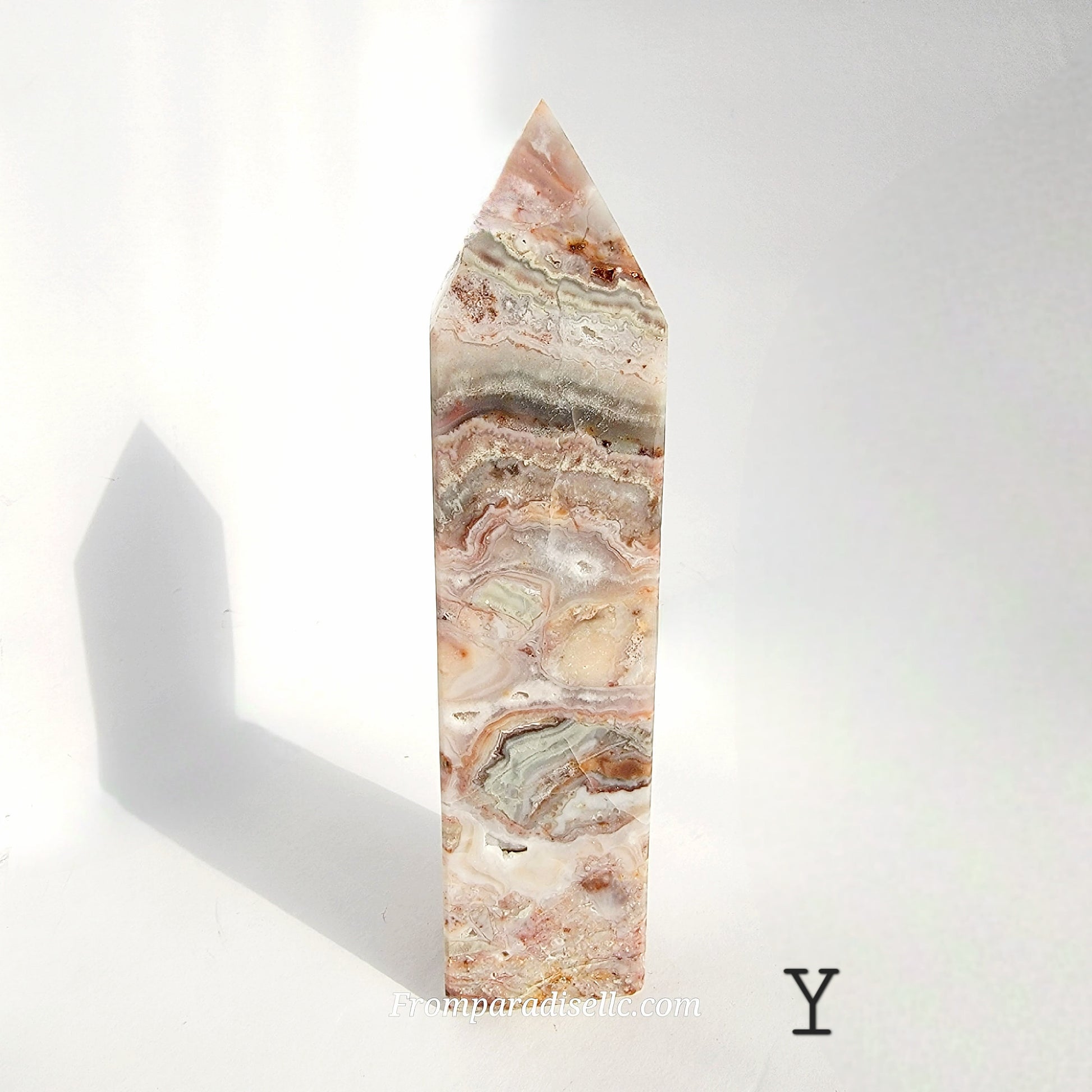 Pink Crazy Lace Agate Crystal Tower