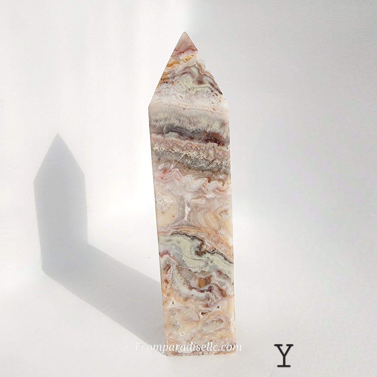 Pink Crazy Lace Agate Crystal Tower