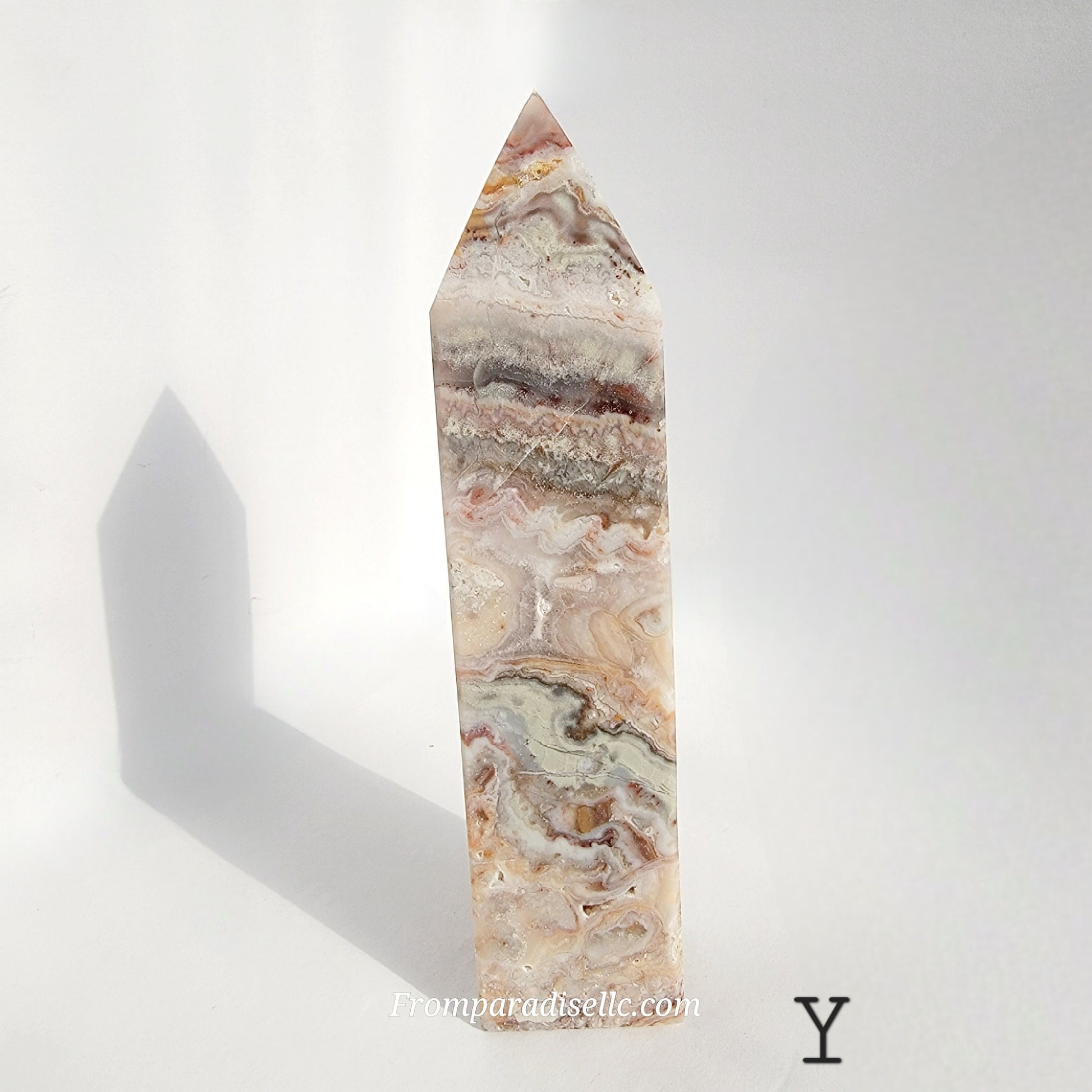 Pink Crazy Lace Agate Crystal Tower