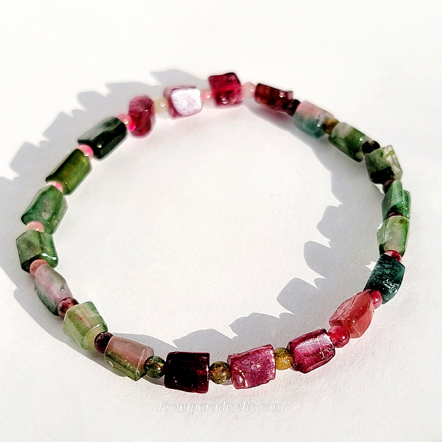 Watermelon Tourmaline Cube Bracelet