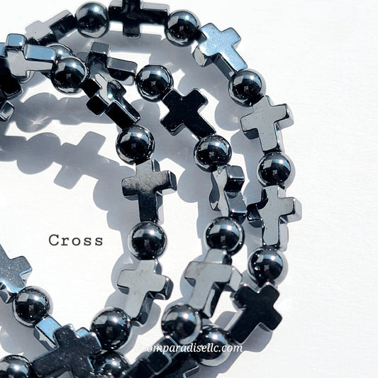 hematite cross bracelet