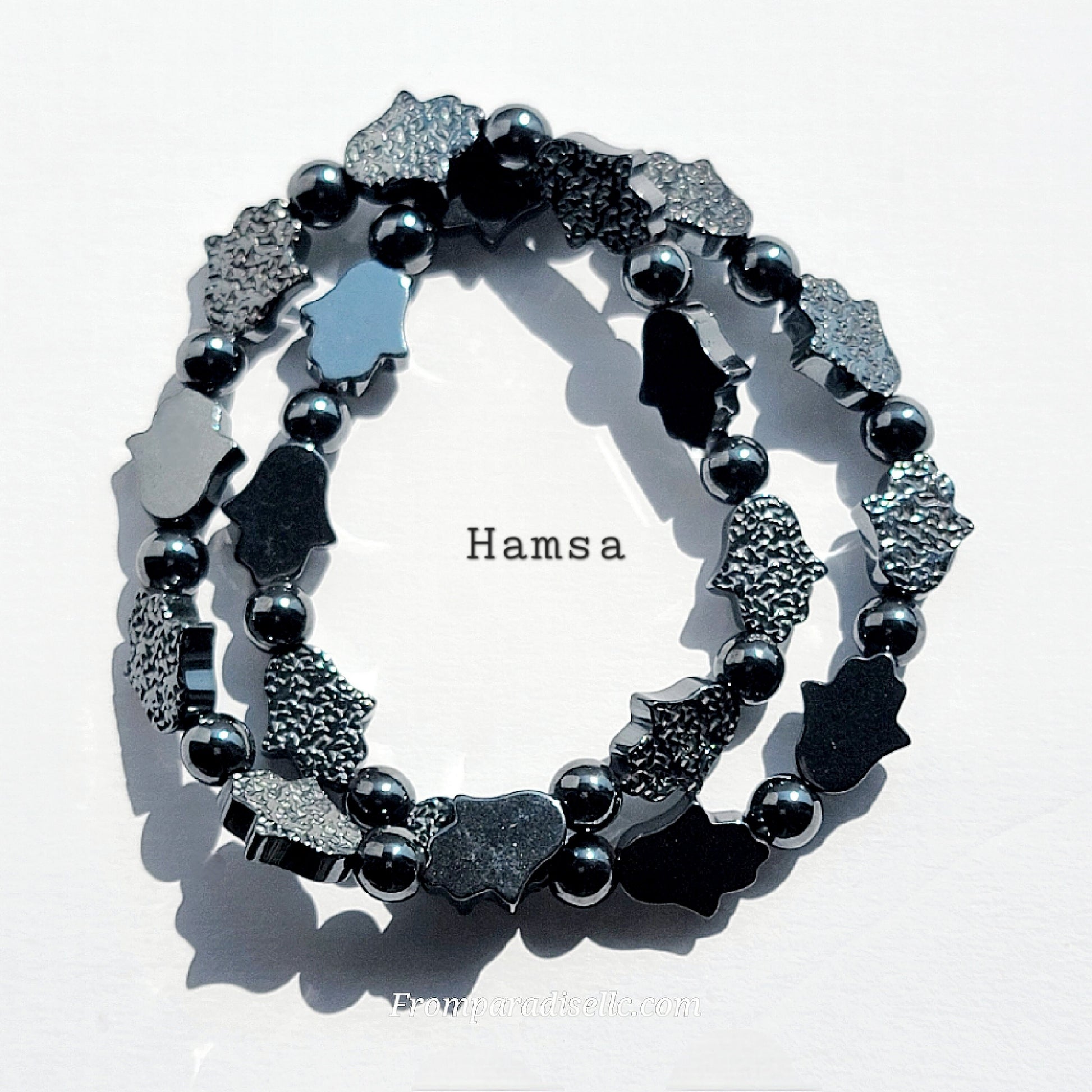 hematite hamsa crystal bracelet