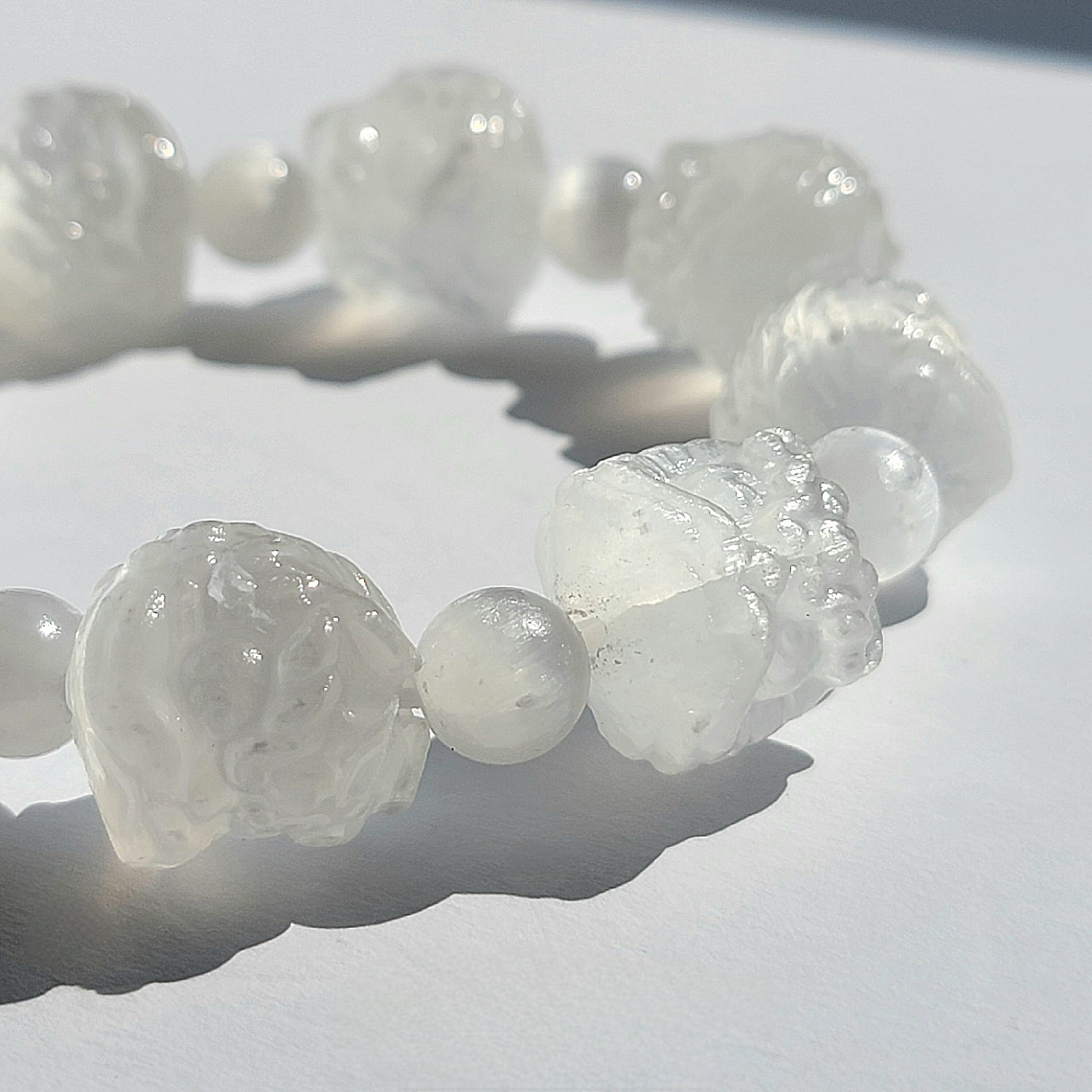 Chinese Tiger Bracelet Silver Selenite crystal bracelet for men