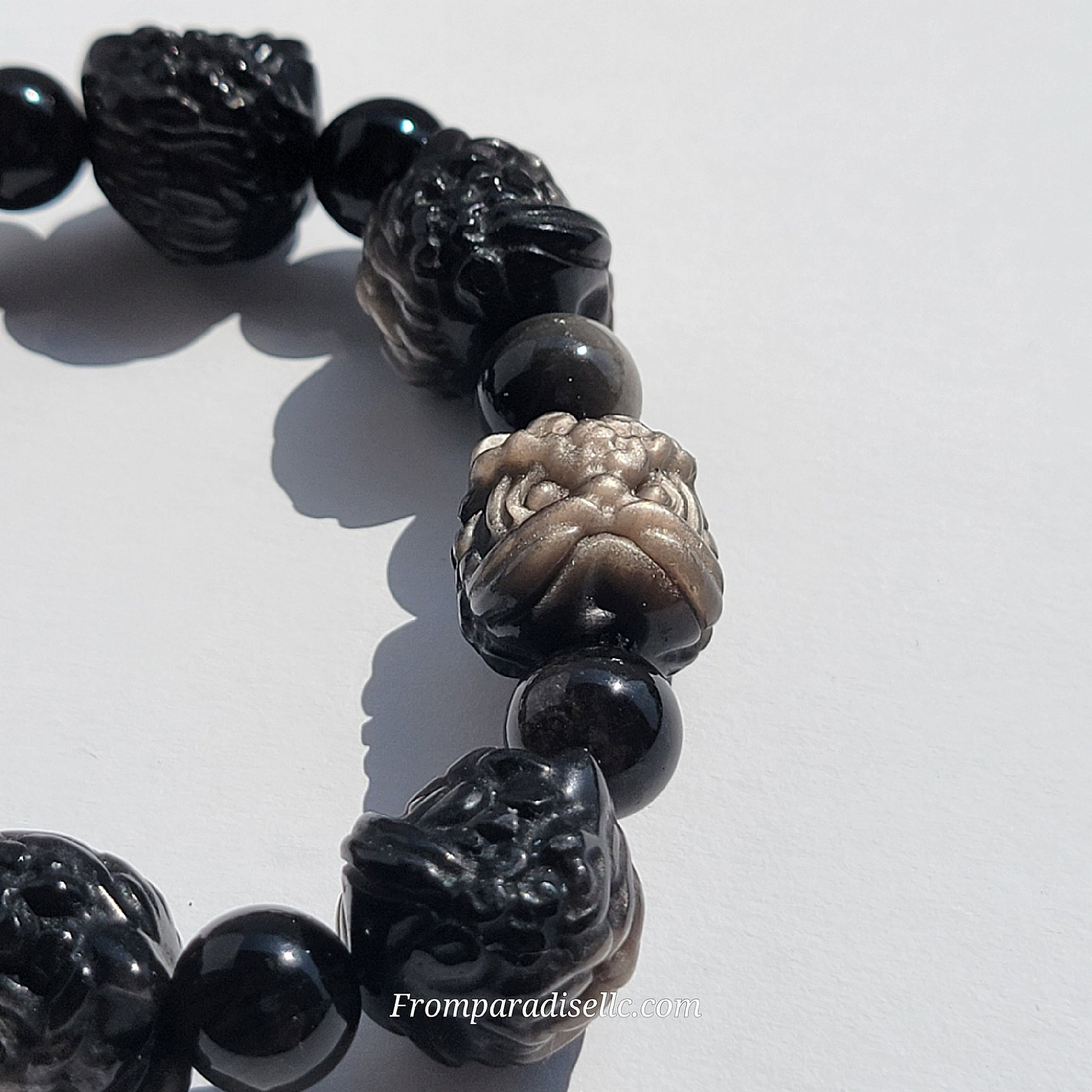Chinese Tiger Bracelet Silver Sheen Obsidian Crystal Bracelet