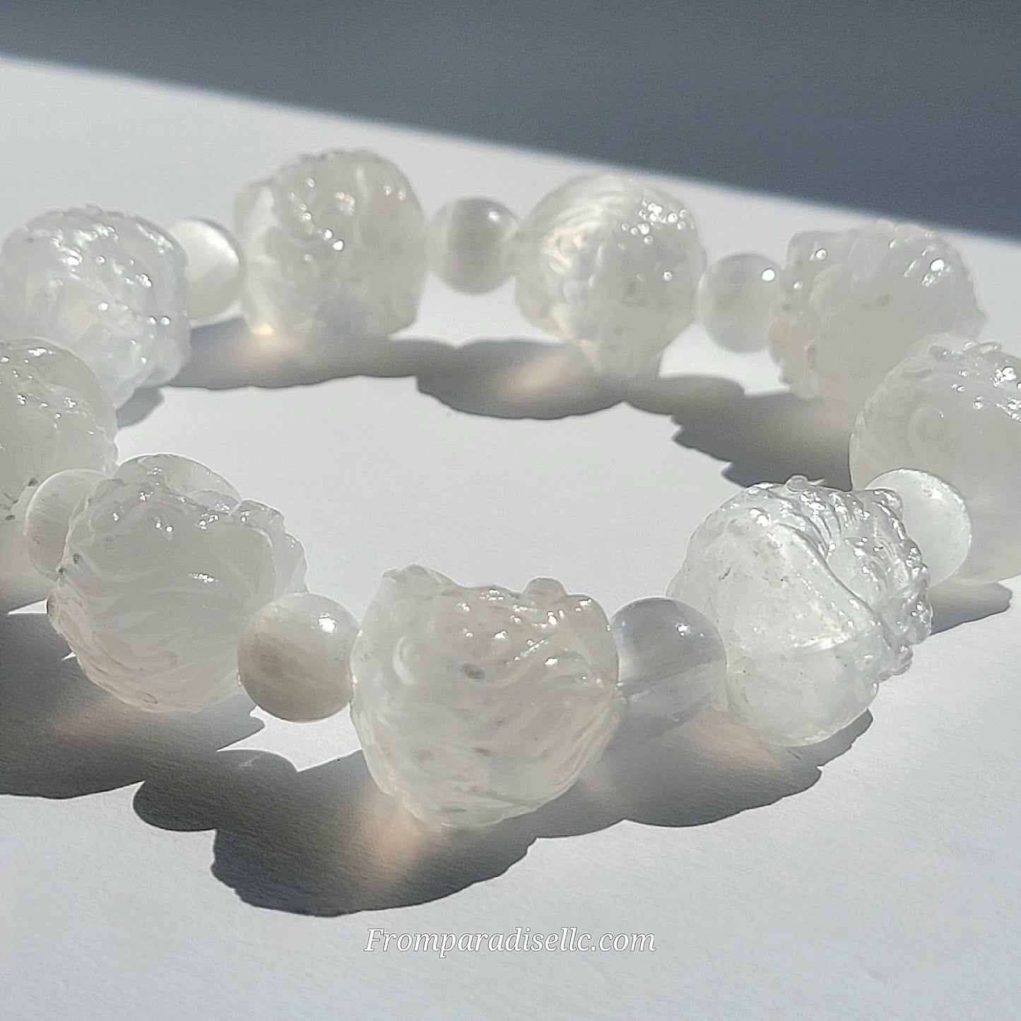 Chinese Tiger Bracelet Silver Selenite crystal bracelet for men