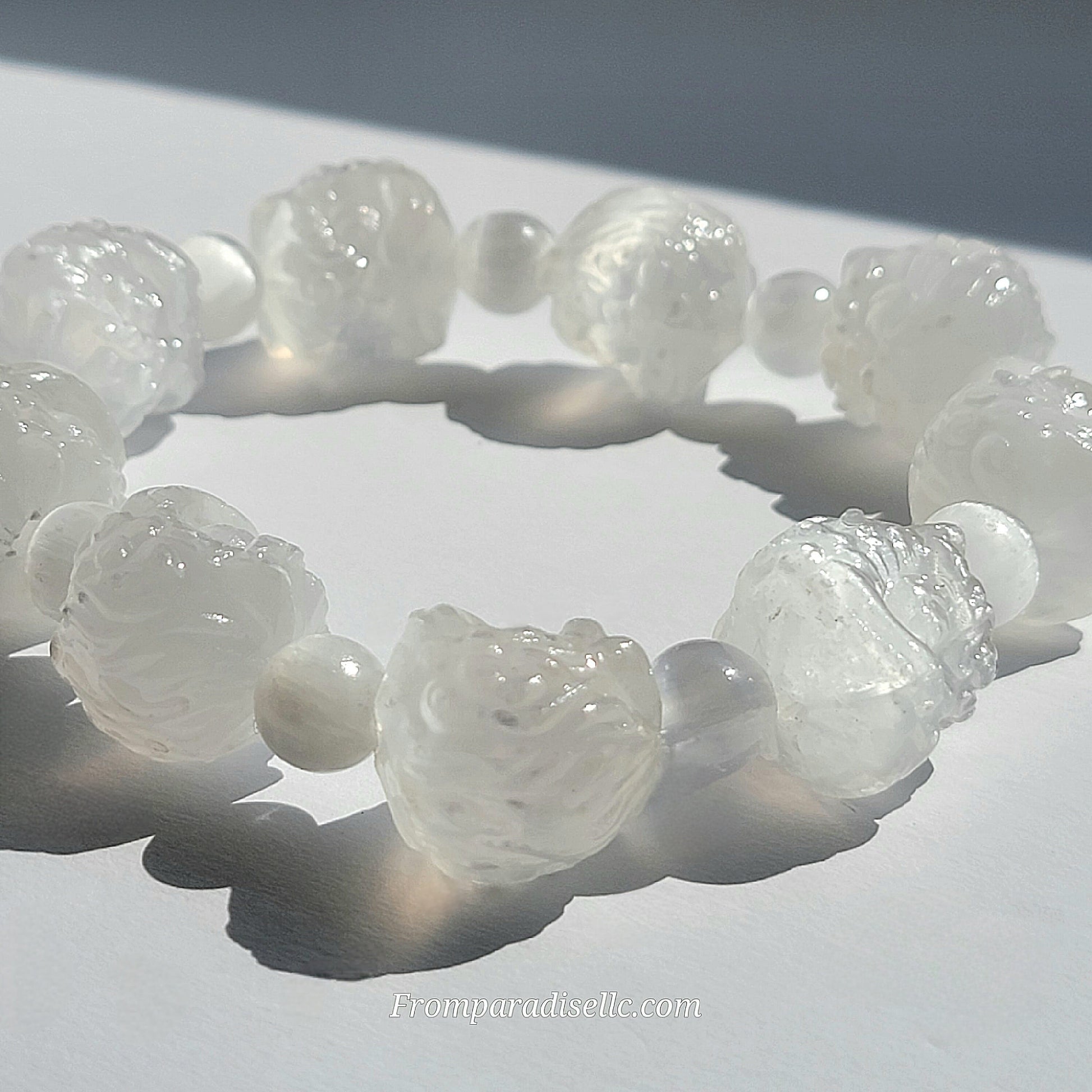 Chinese Tiger Bracelet Silver Selenite crystal bracelet for men
