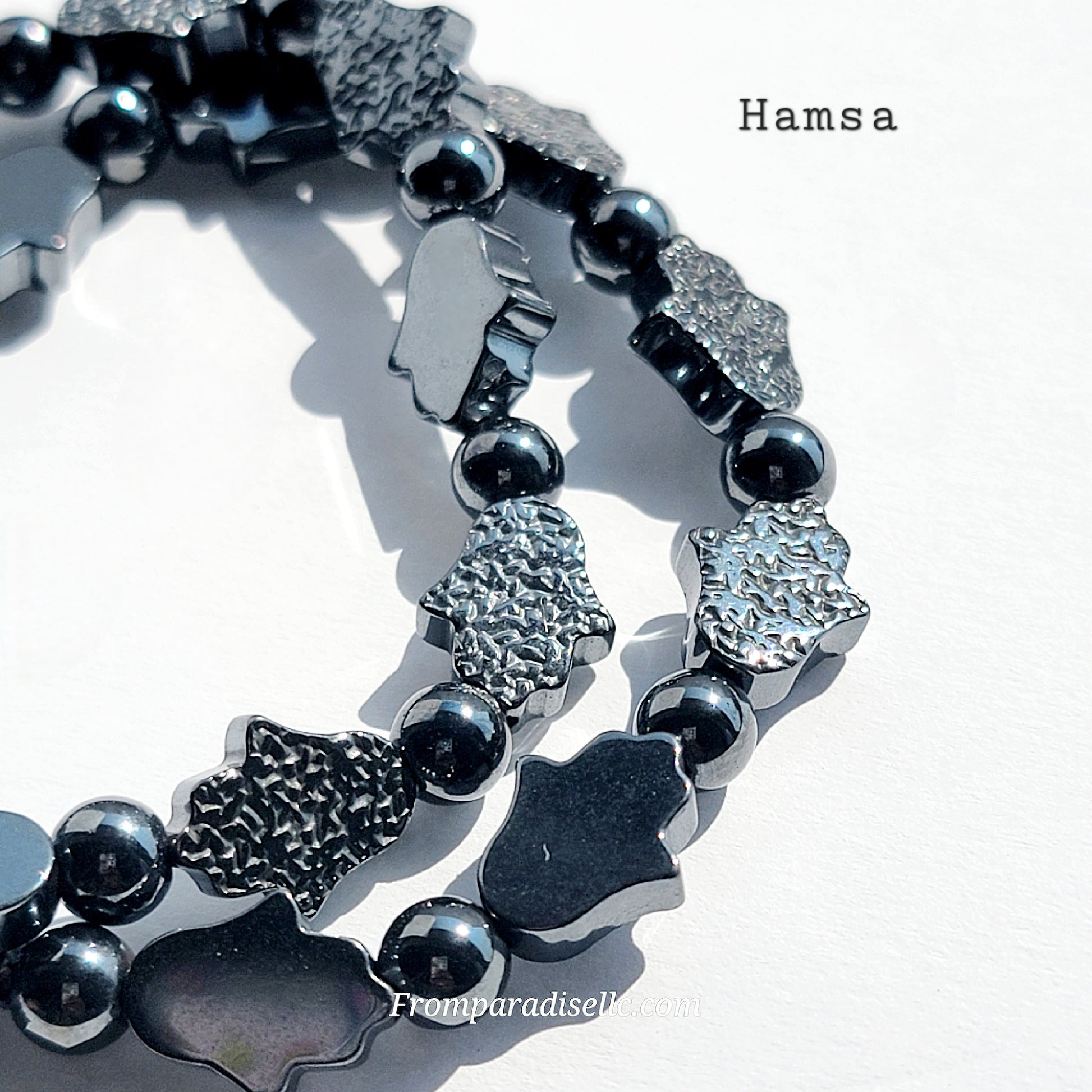 hematite hamsa crystal bracelet
